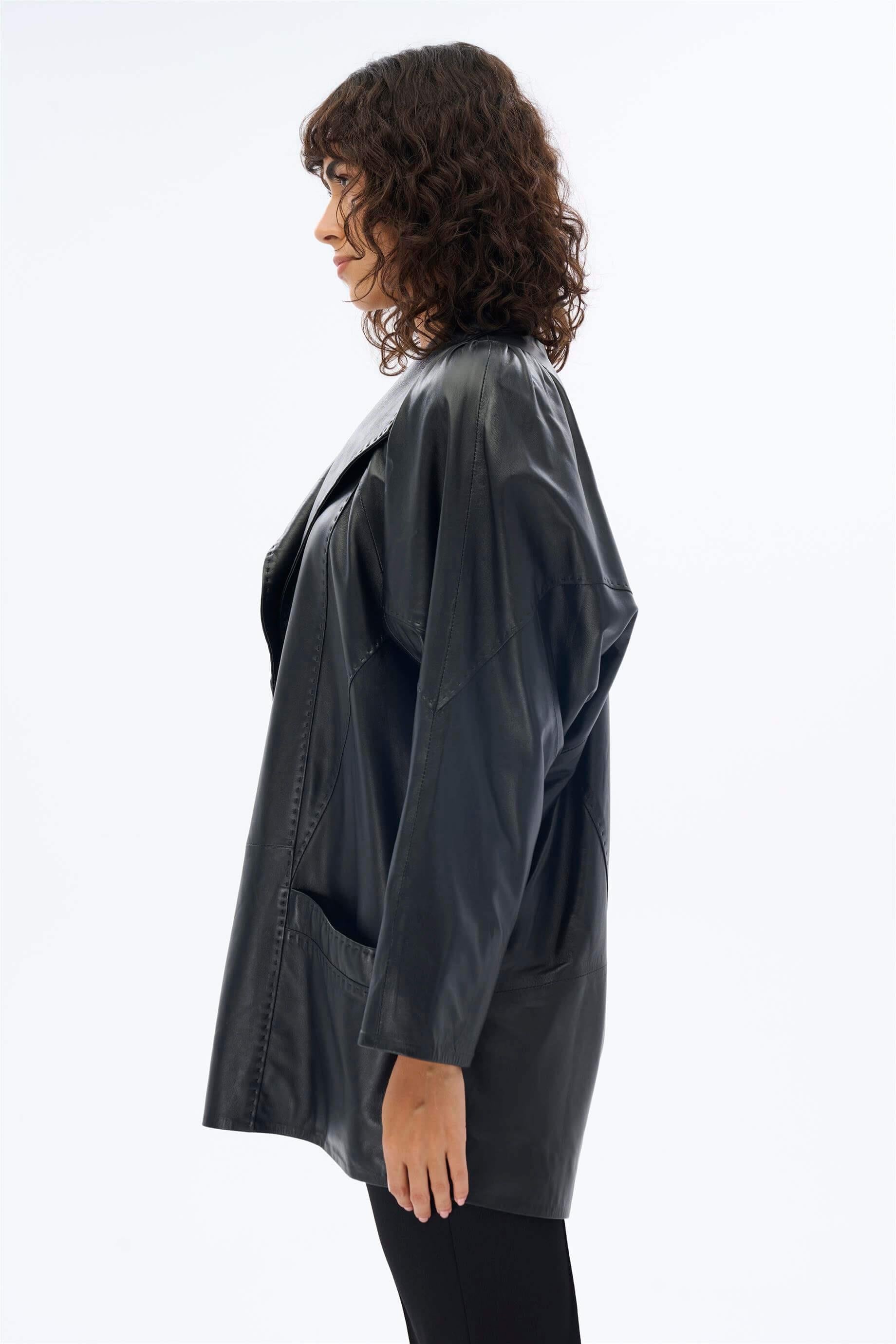 Miha-Oversi̇ze Deri̇ Ceket-Deri Mont-10-Milagron.com