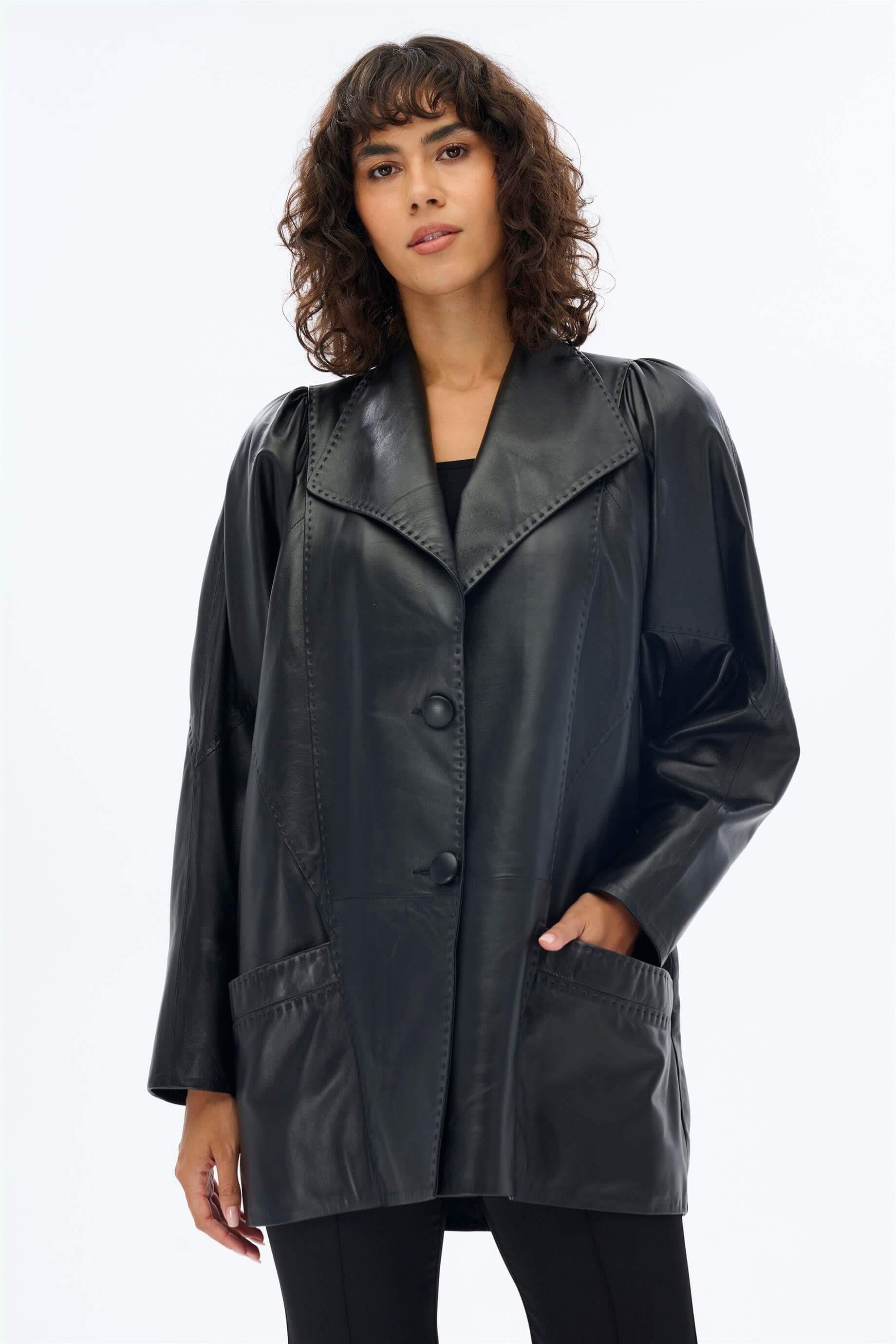 Miha-Oversi̇ze Deri̇ Ceket-Deri Mont-12-Milagron.com