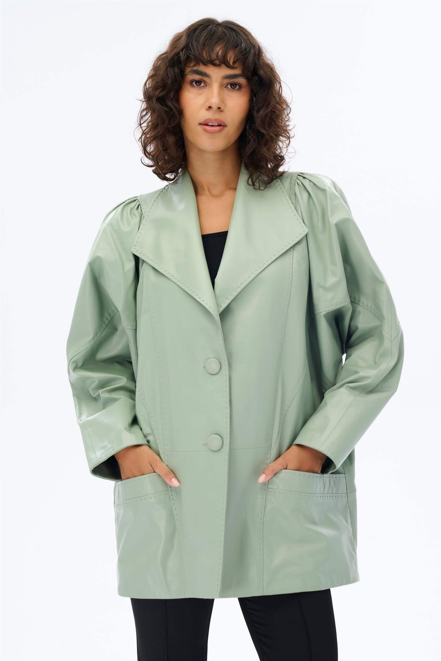 Miha-Oversi̇ze Deri̇ Ceket-Deri Mont-14-Milagron.com