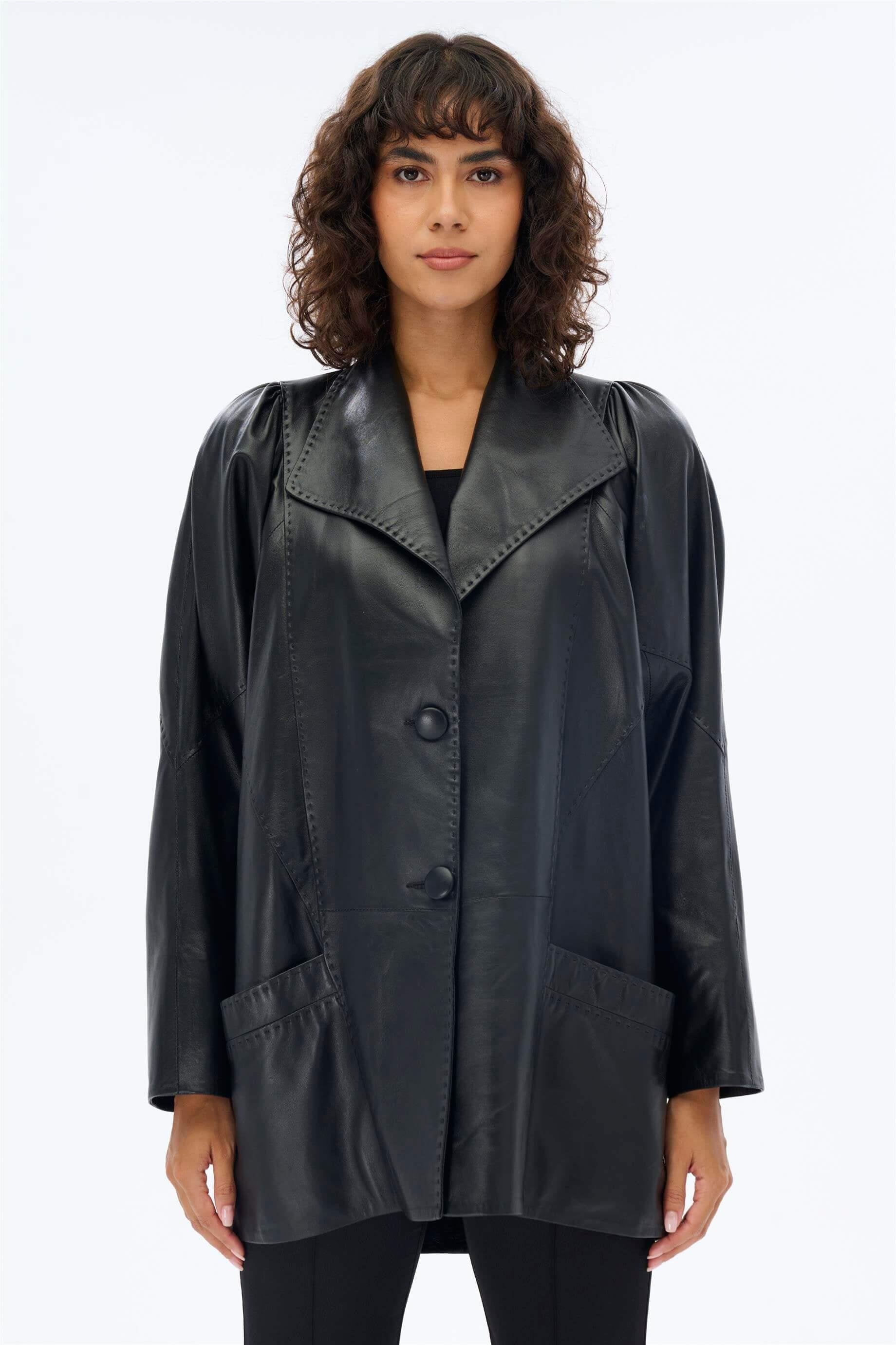 Miha-Oversi̇ze Deri̇ Ceket-Deri Mont-9-Milagron.com