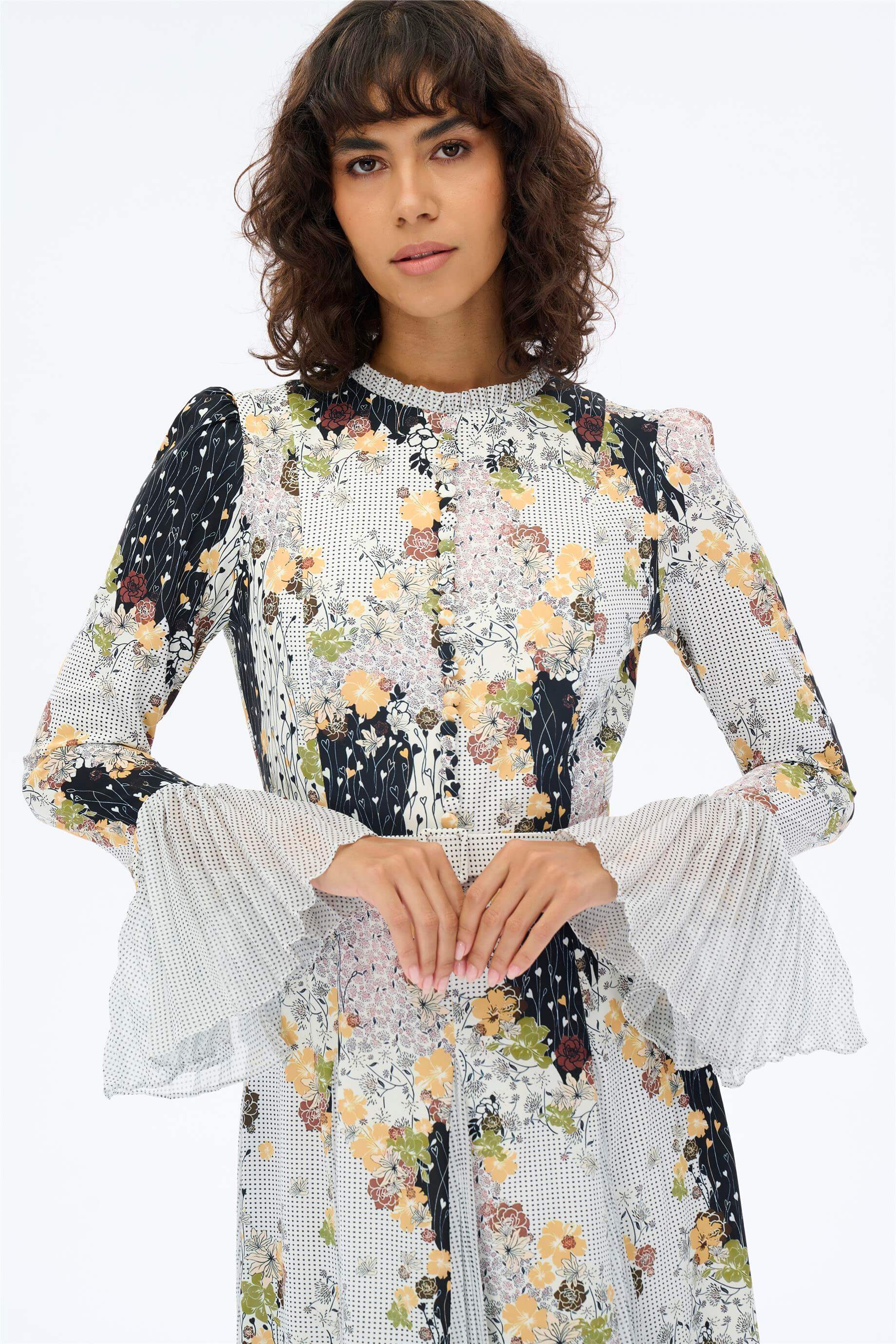 Miha-Parçalı Pi̇li̇seli̇ Elbi̇se-Elbise-2-Milagron.com