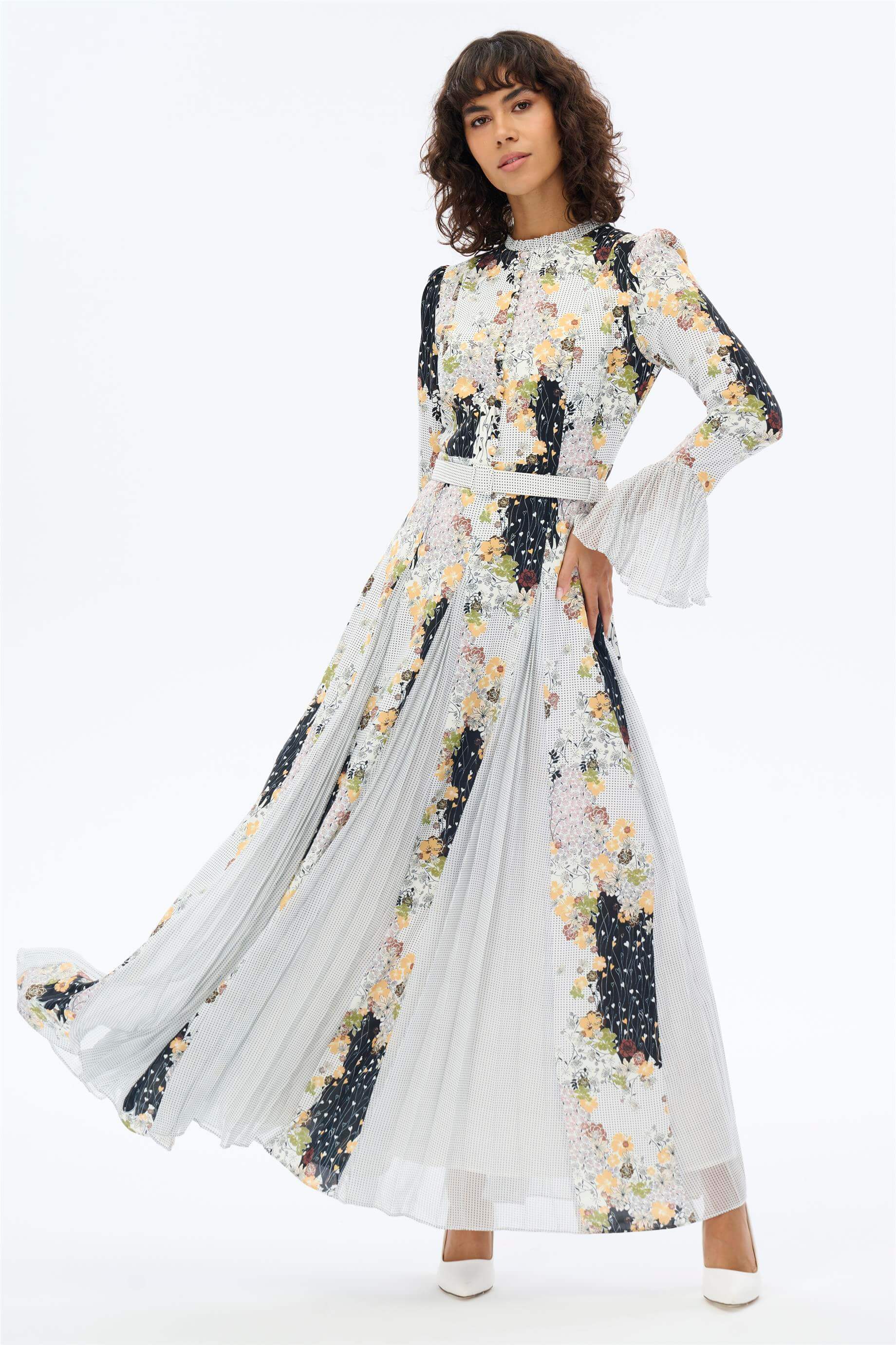 Miha-Parçalı Pi̇li̇seli̇ Elbi̇se-Elbise-3-Milagron.com