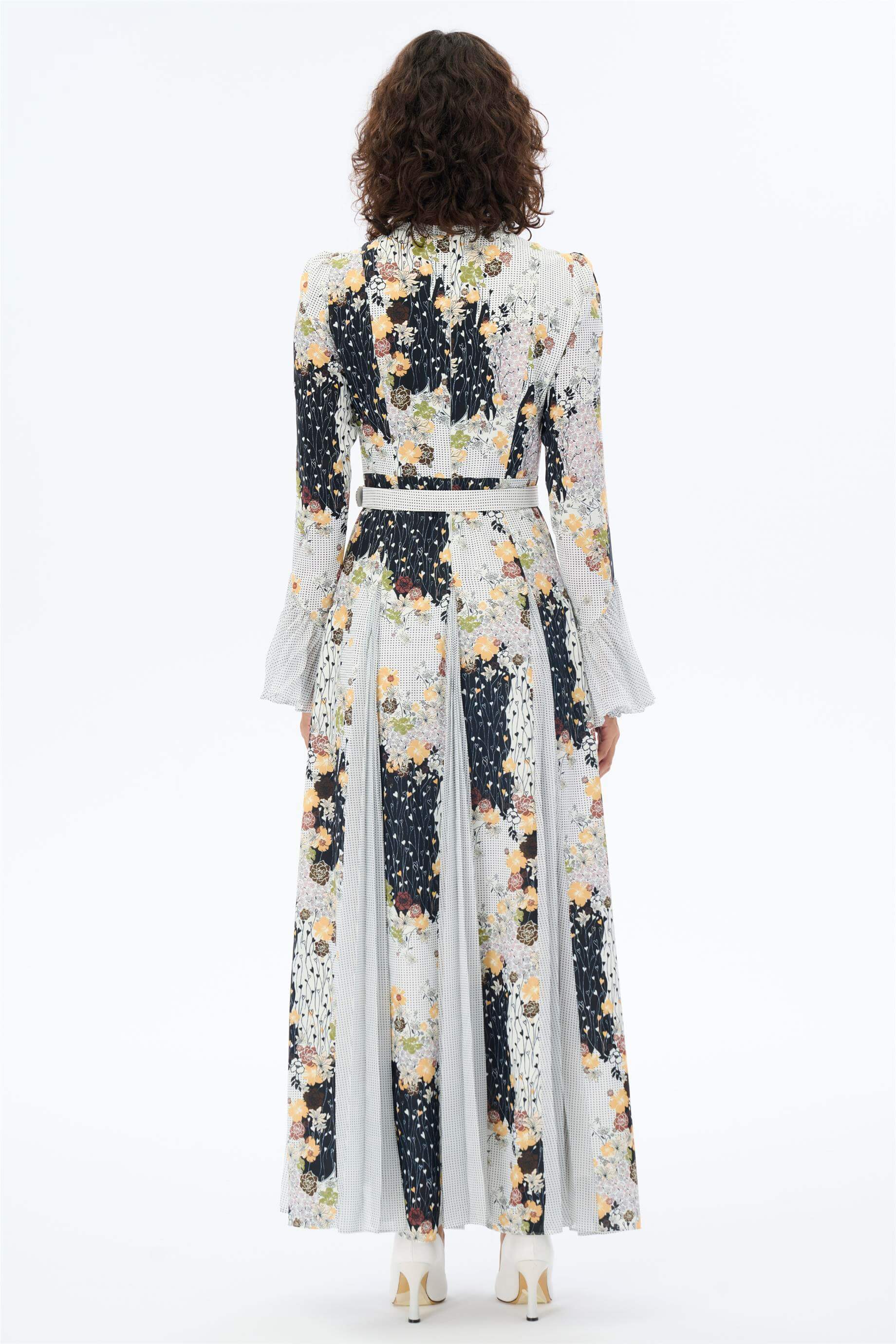 Miha-Parçalı Pi̇li̇seli̇ Elbi̇se-Elbise-5-Milagron.com