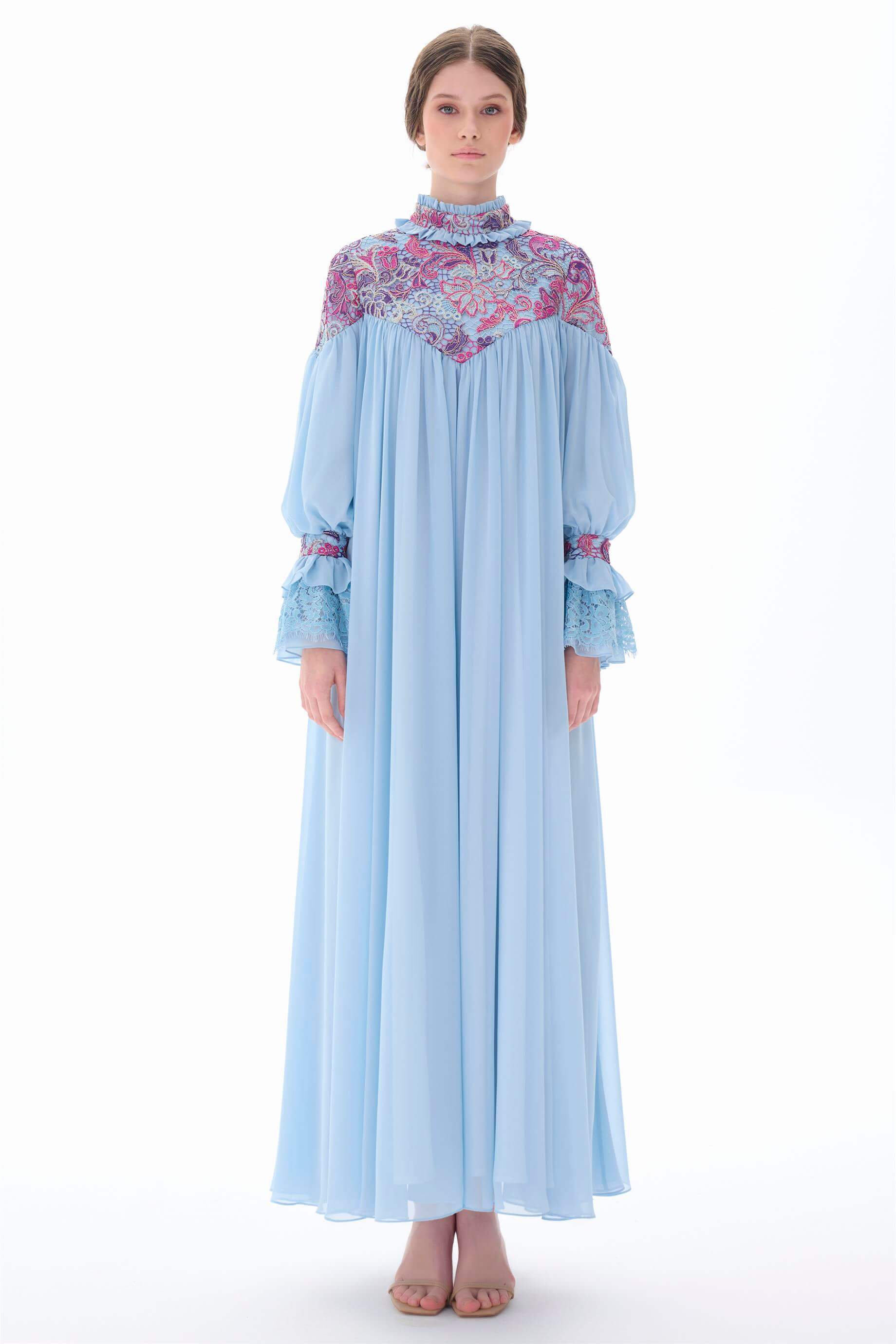 Miha-Robası Güpür Detaylı Elbi̇se-Elbise-1-Milagron.com