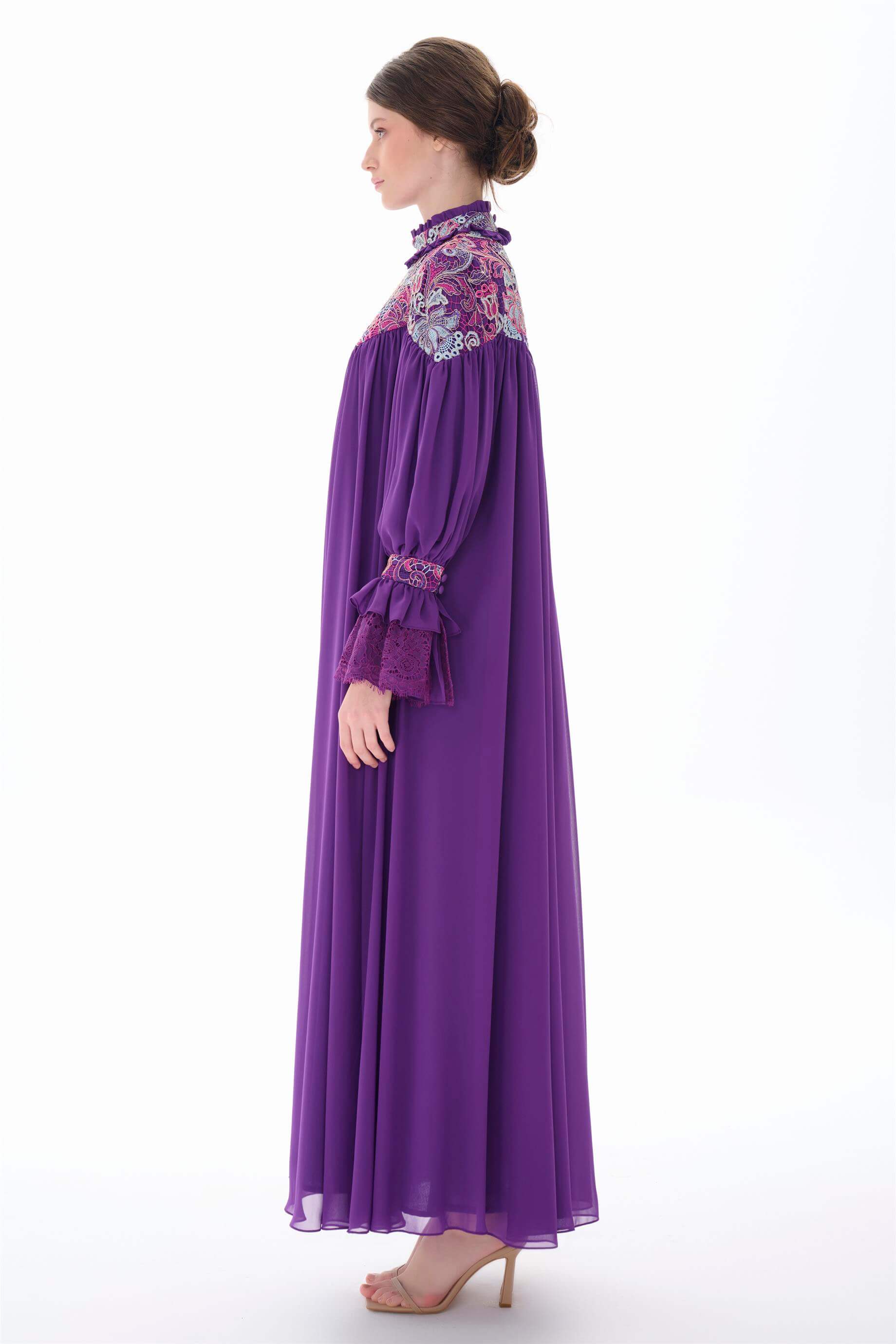 Miha-Robası Güpür Detaylı Elbi̇se-Elbise-10-Milagron.com