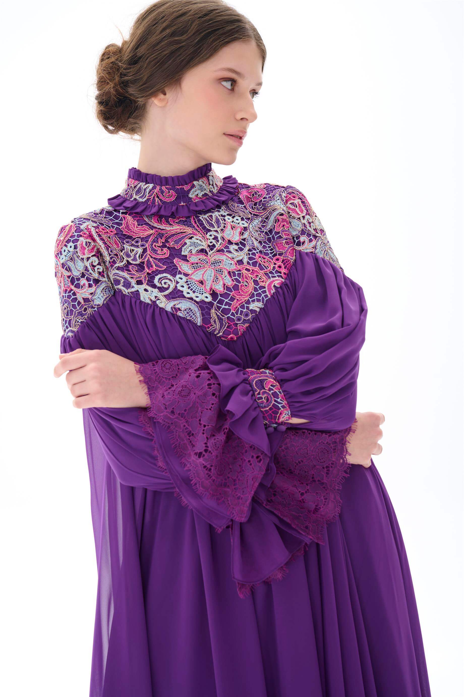 Miha-Robası Güpür Detaylı Elbi̇se-Elbise-12-Milagron.com