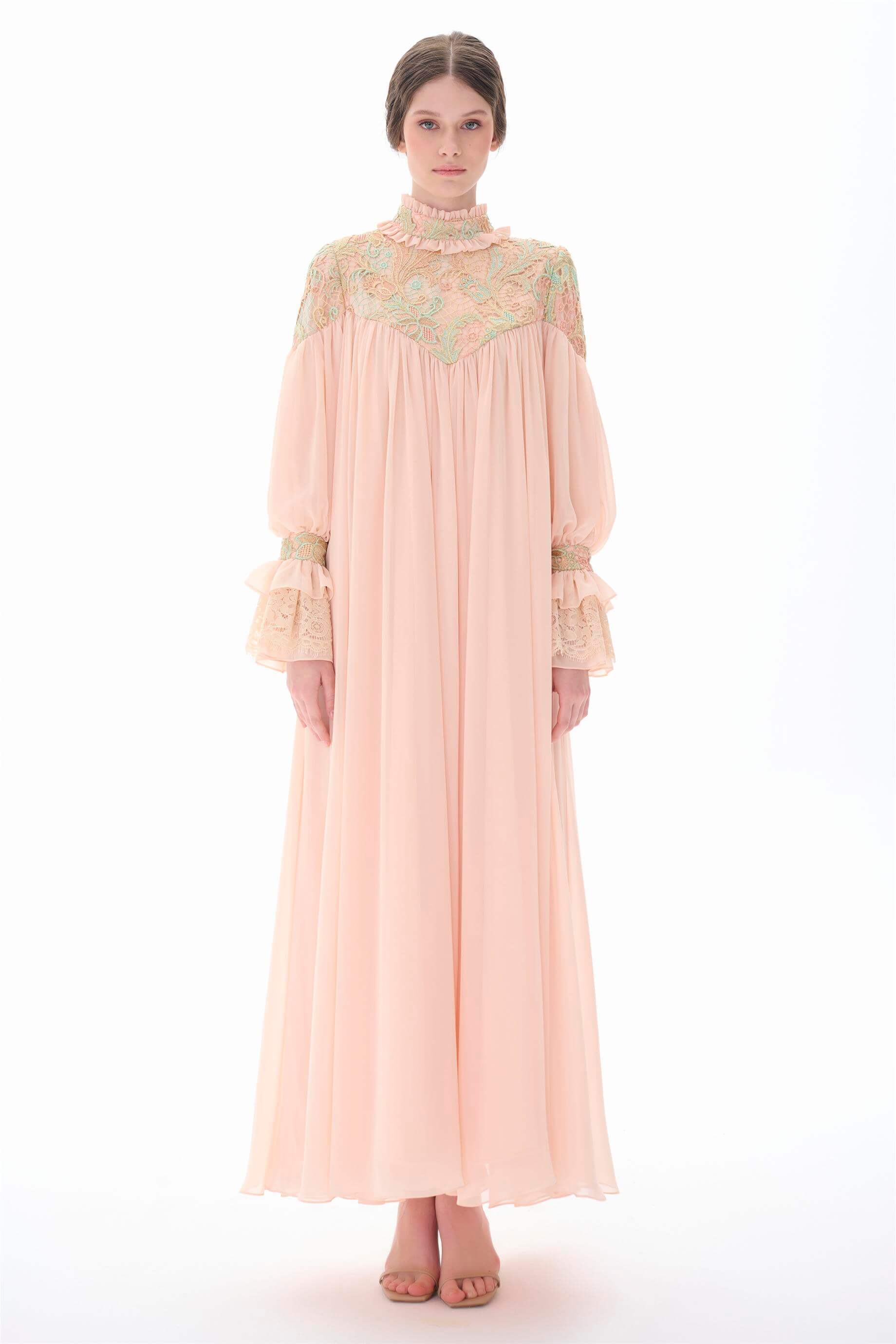 Miha-Robası Güpür Detaylı Elbi̇se-Elbise-13-Milagron.com