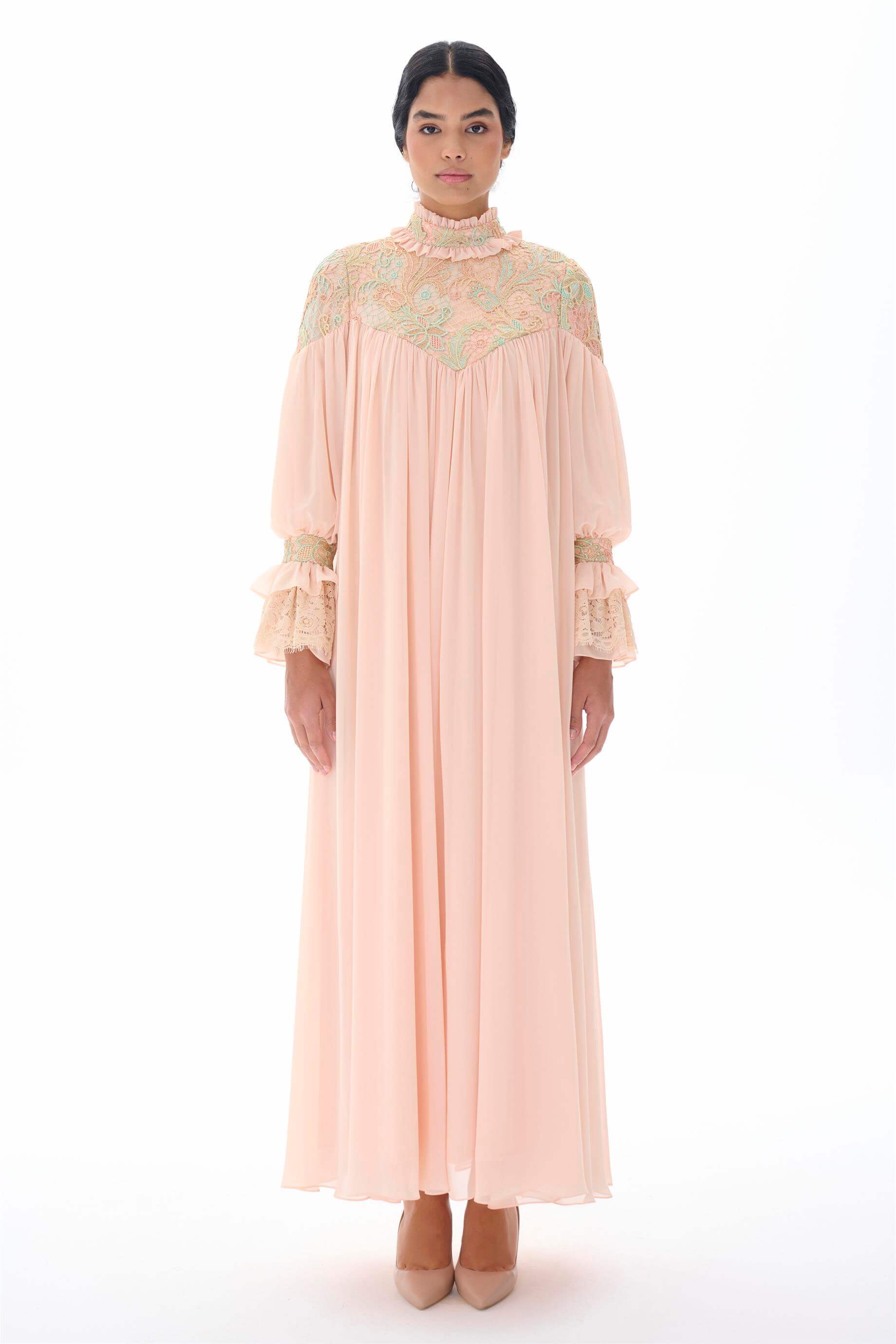 Miha-Robası Güpür Detaylı Elbi̇se-Elbise-17-Milagron.com