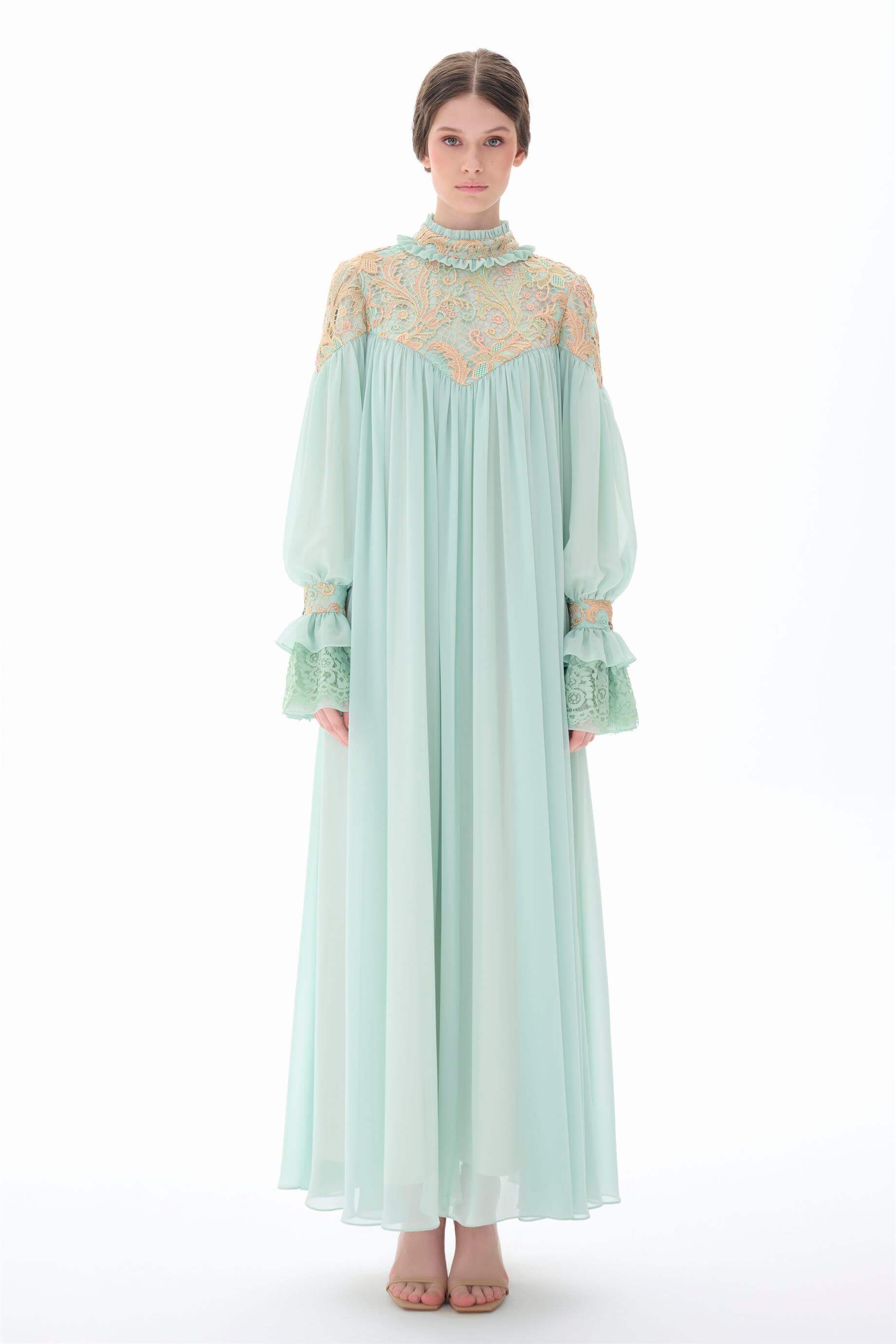 Miha-Robası Güpür Detaylı Elbi̇se-Elbise-5-Milagron.com