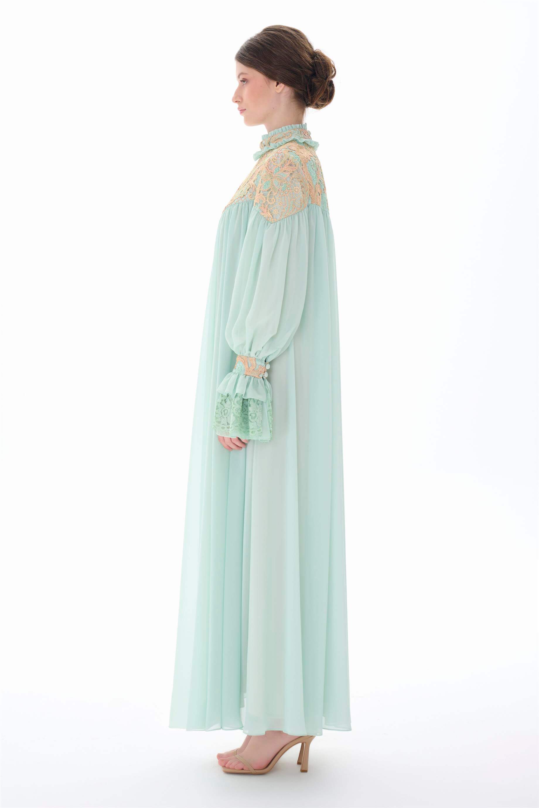 Miha-Robası Güpür Detaylı Elbi̇se-Elbise-6-Milagron.com