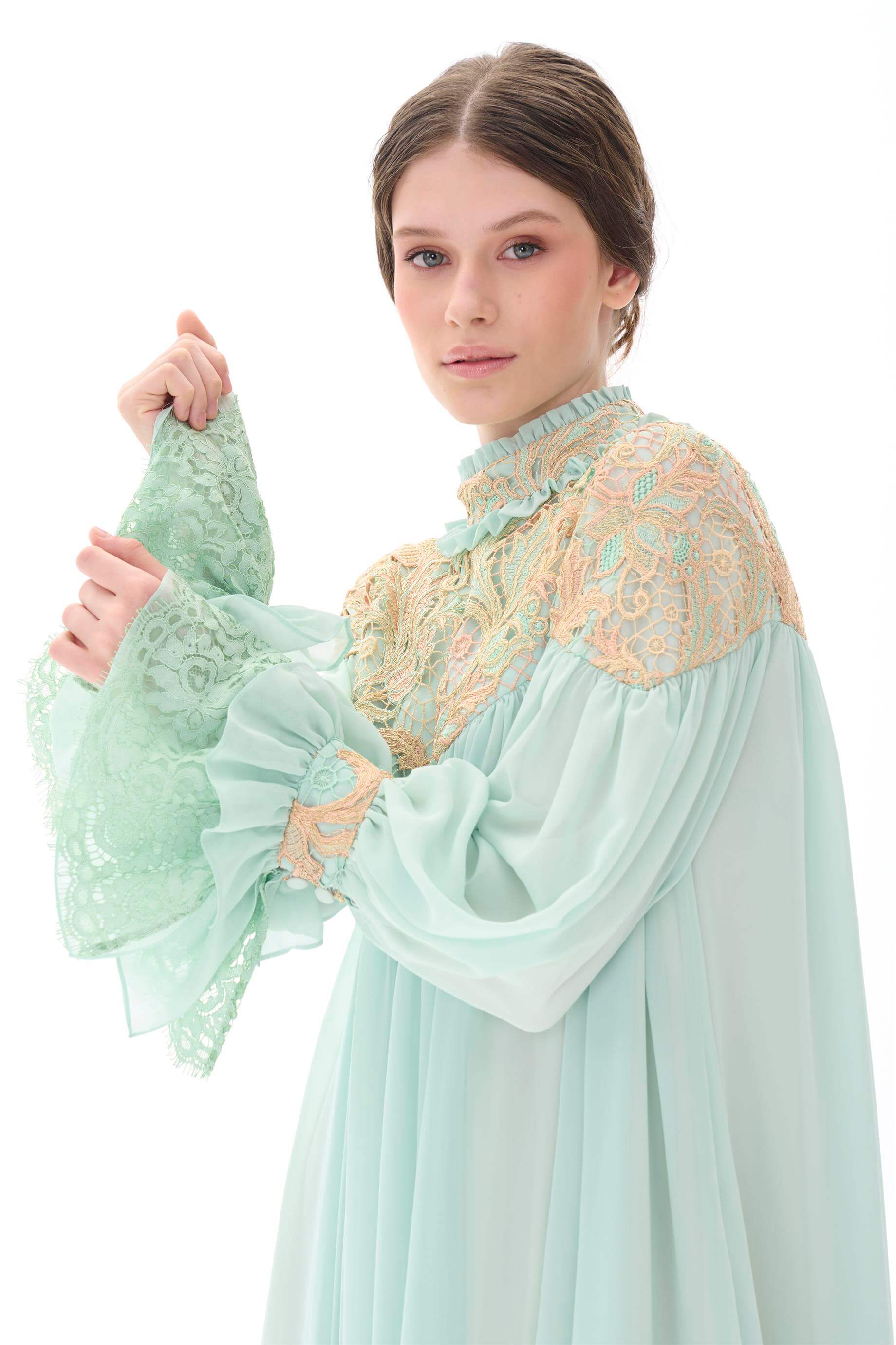 Miha-Robası Güpür Detaylı Elbi̇se-Elbise-8-Milagron.com