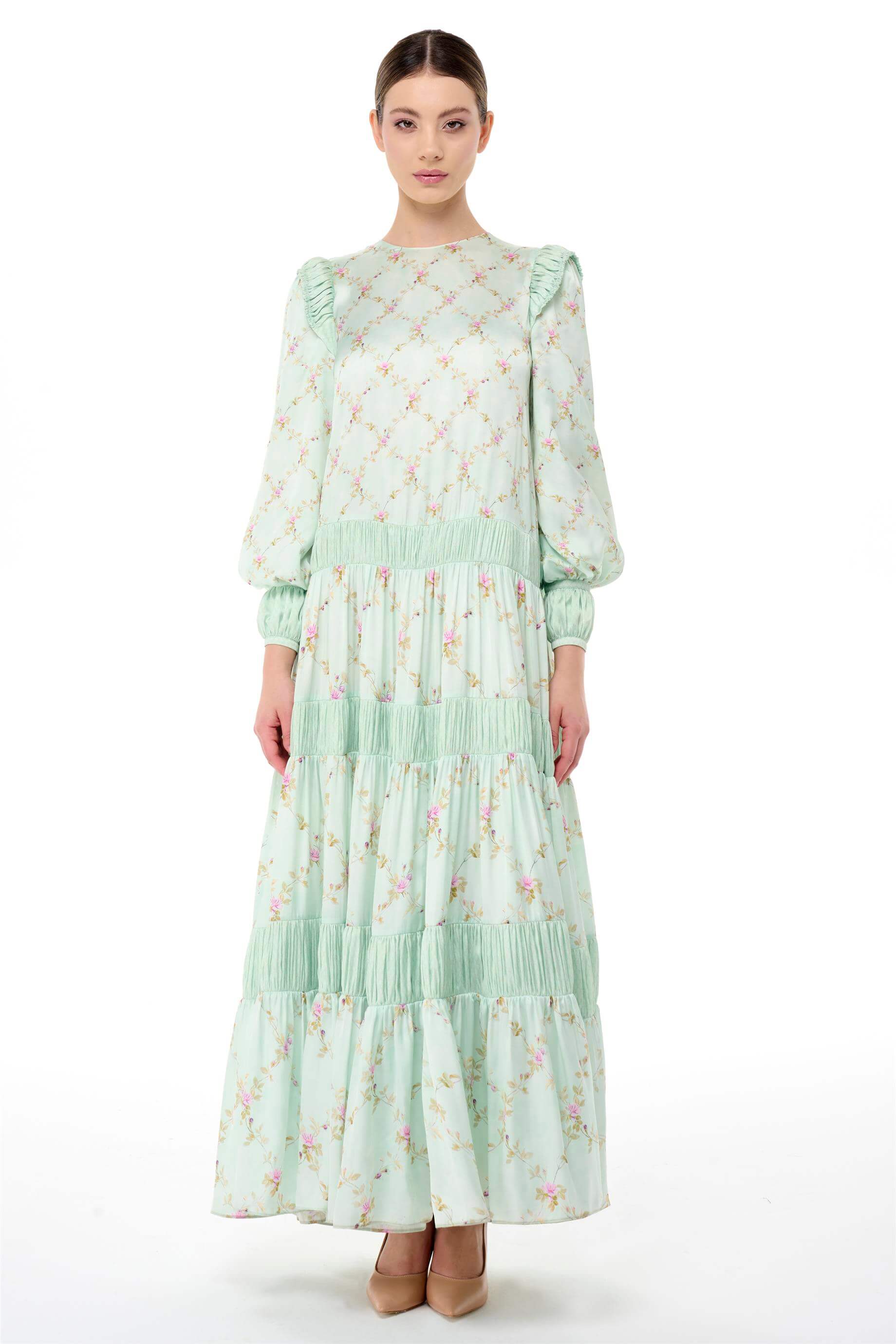 Miha-Satenli̇ Büzgü Şeri̇t Detaylı Elbi̇se-Elbise-1-Milagron.com