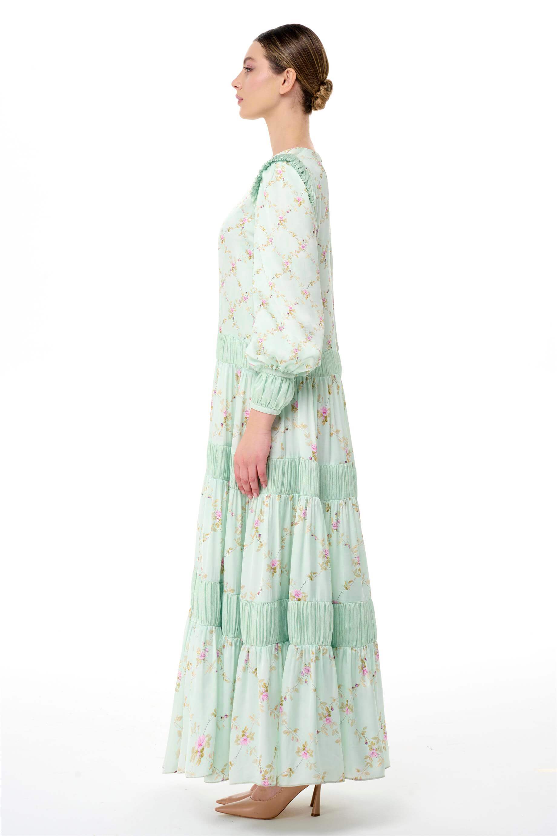 Miha-Satenli̇ Büzgü Şeri̇t Detaylı Elbi̇se-Elbise-2-Milagron.com