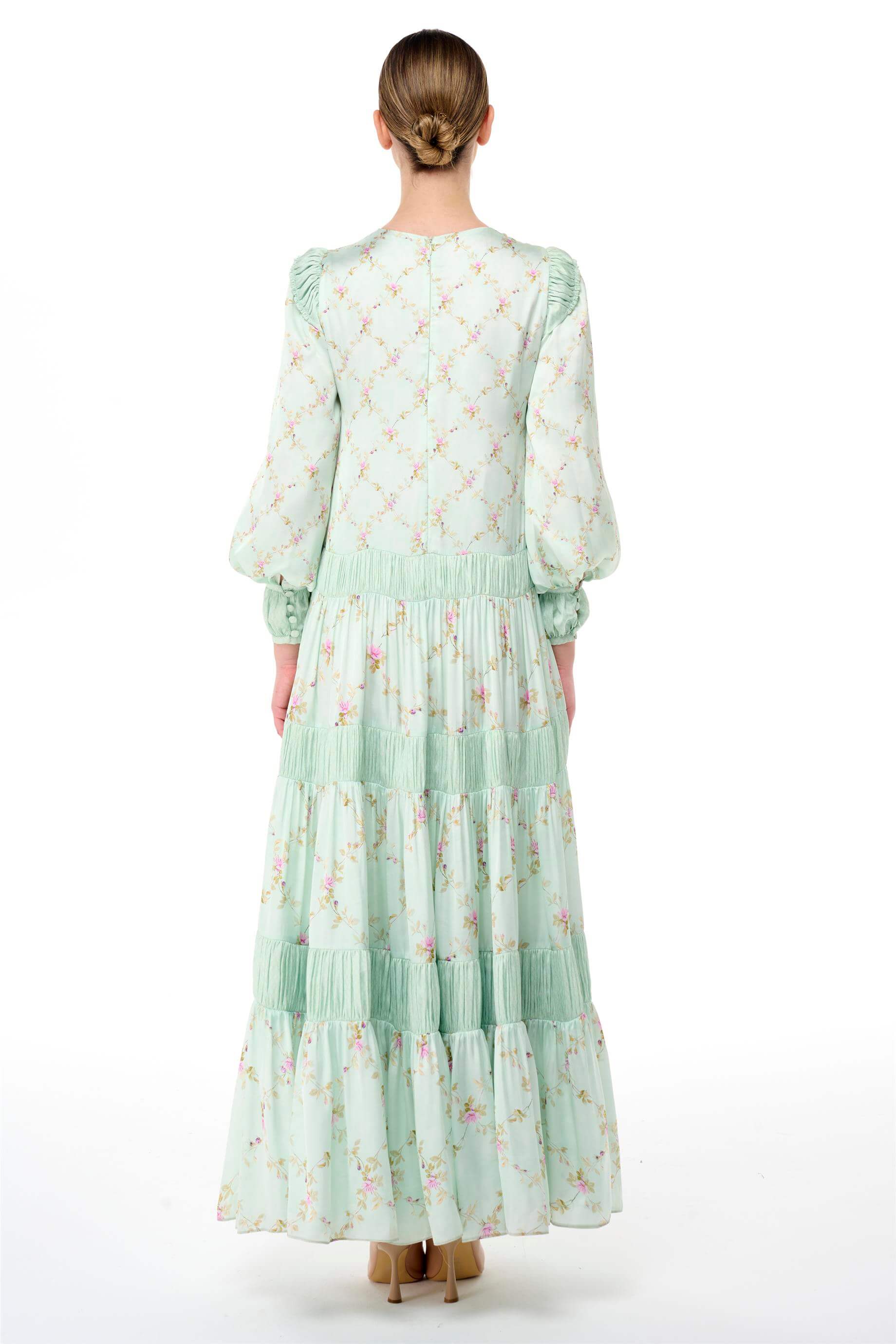 Miha-Satenli̇ Büzgü Şeri̇t Detaylı Elbi̇se-Elbise-3-Milagron.com