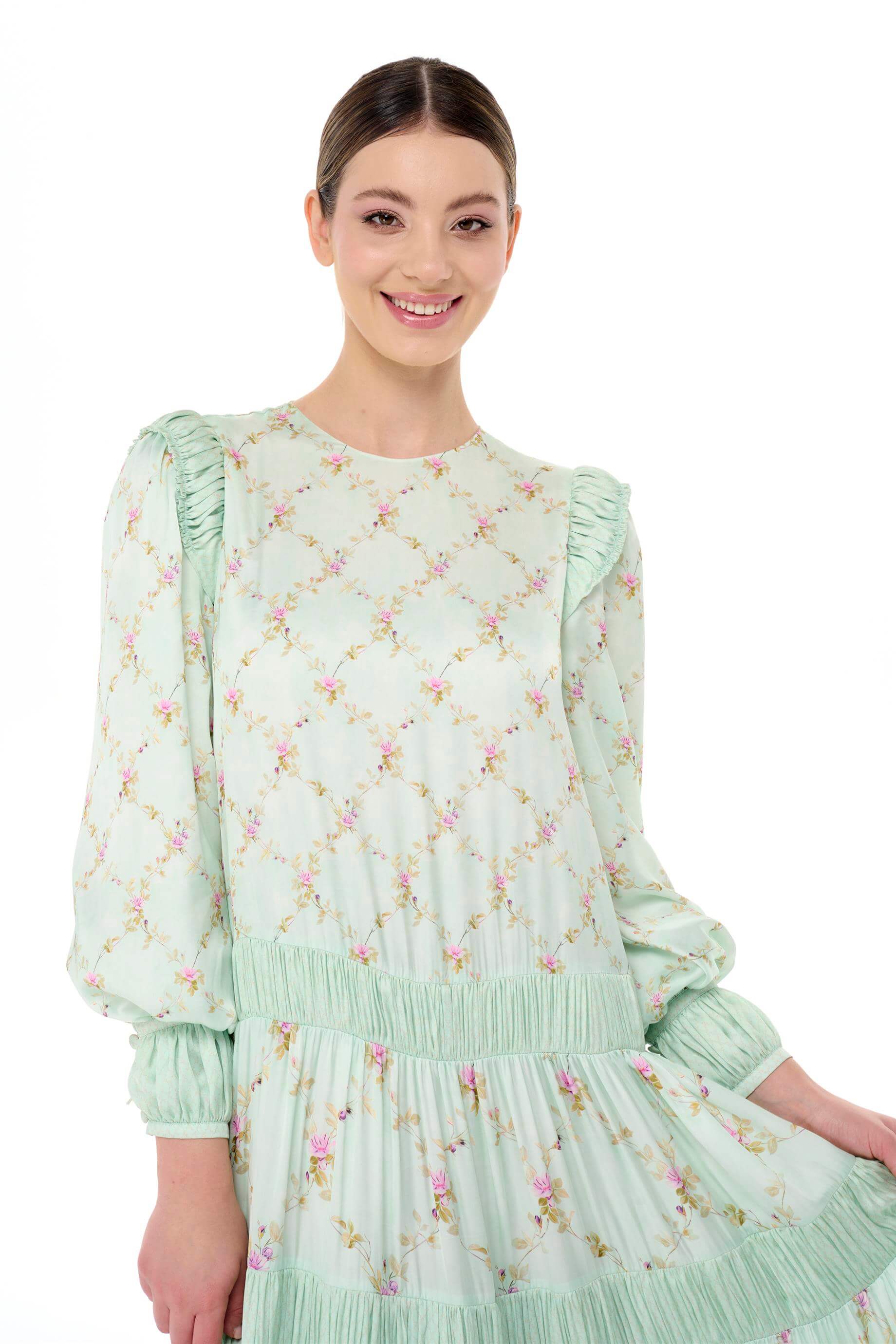 Miha-Satenli̇ Büzgü Şeri̇t Detaylı Elbi̇se-Elbise-4-Milagron.com