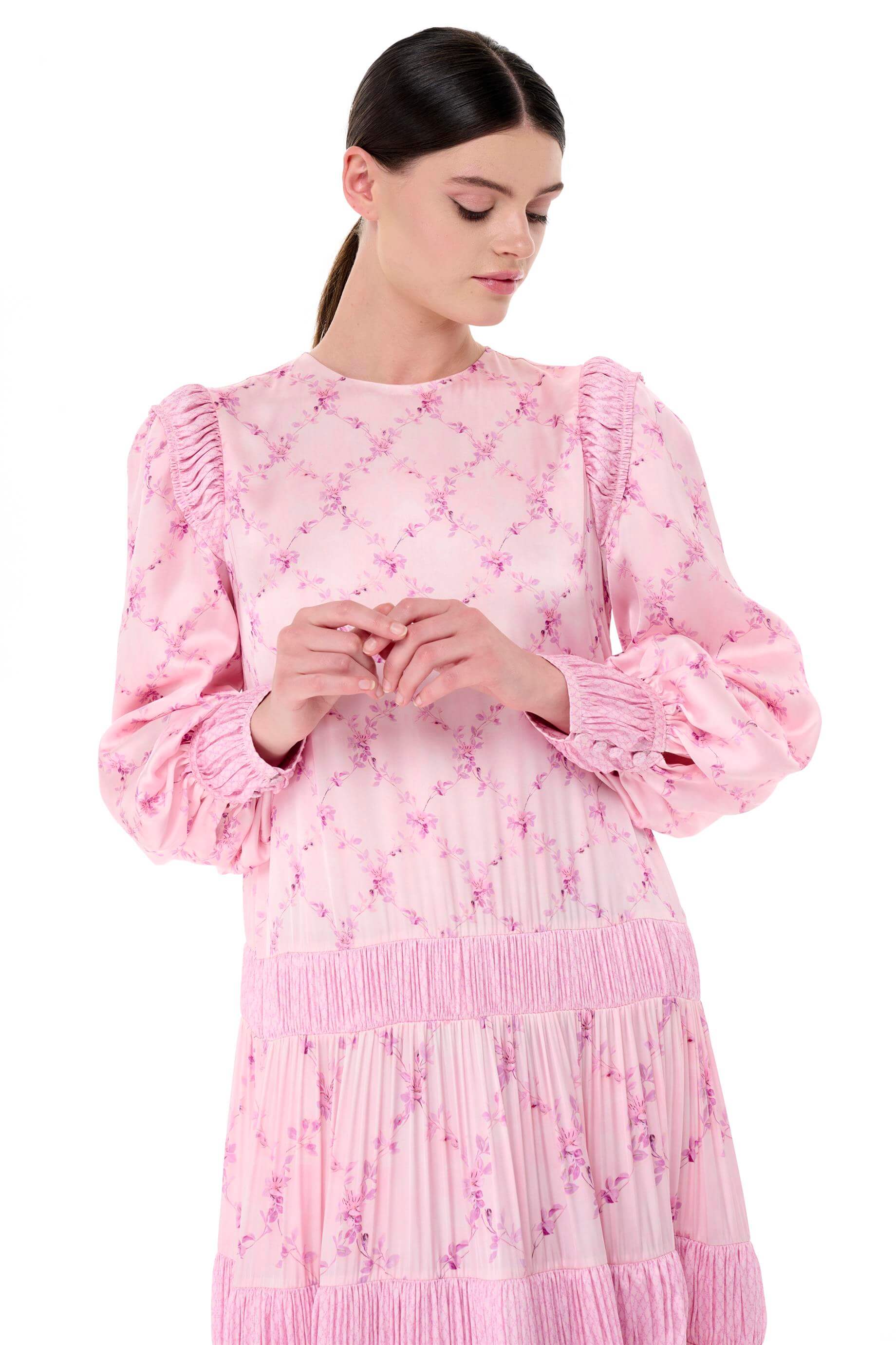 Miha-Satenli̇ Büzgü Şeri̇t Detaylı Elbi̇se-Elbise-8-Milagron.com