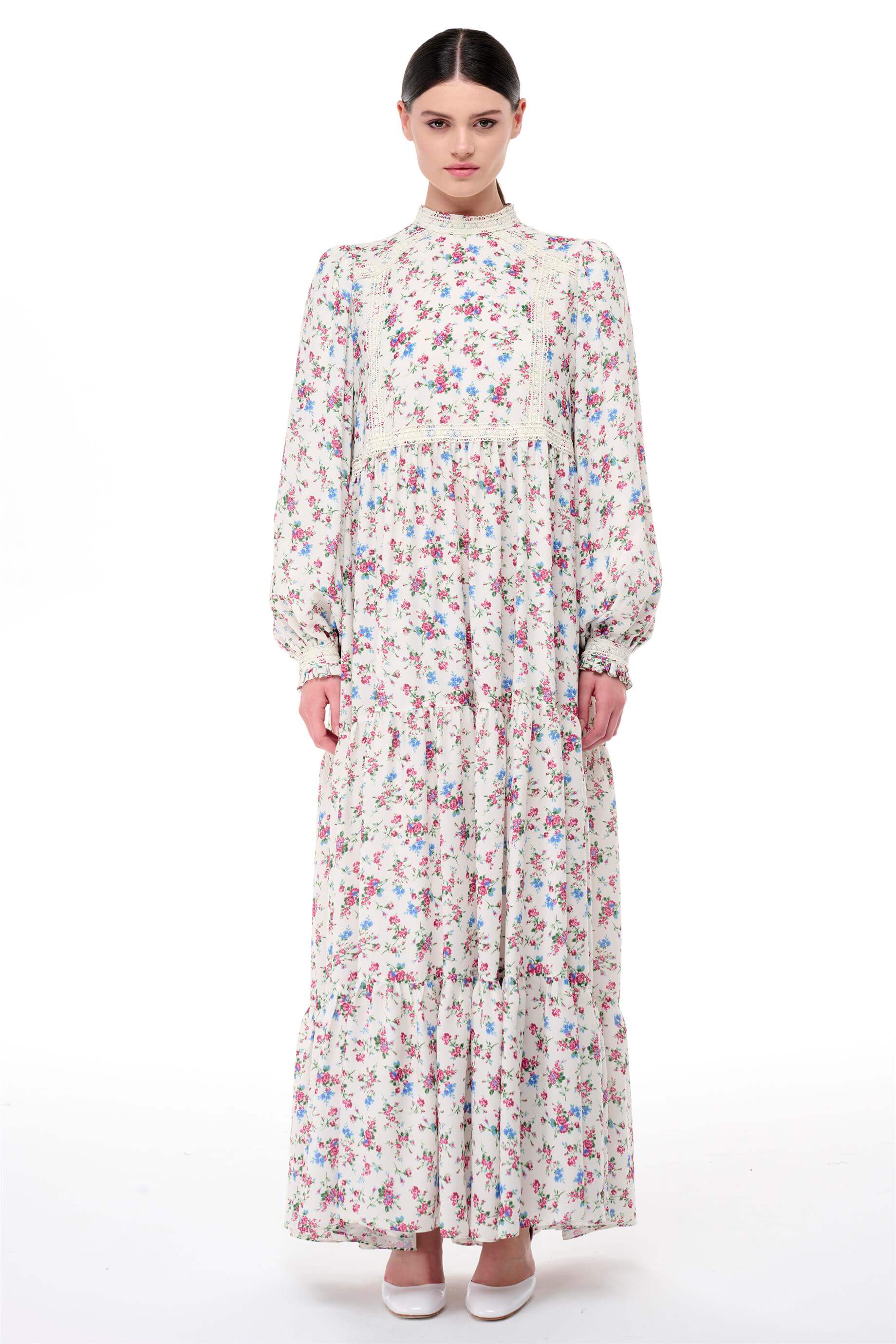 Miha-Şeri̇t Dantel Detaylı Büzgülü Elbi̇se-Elbise-1-Milagron.com