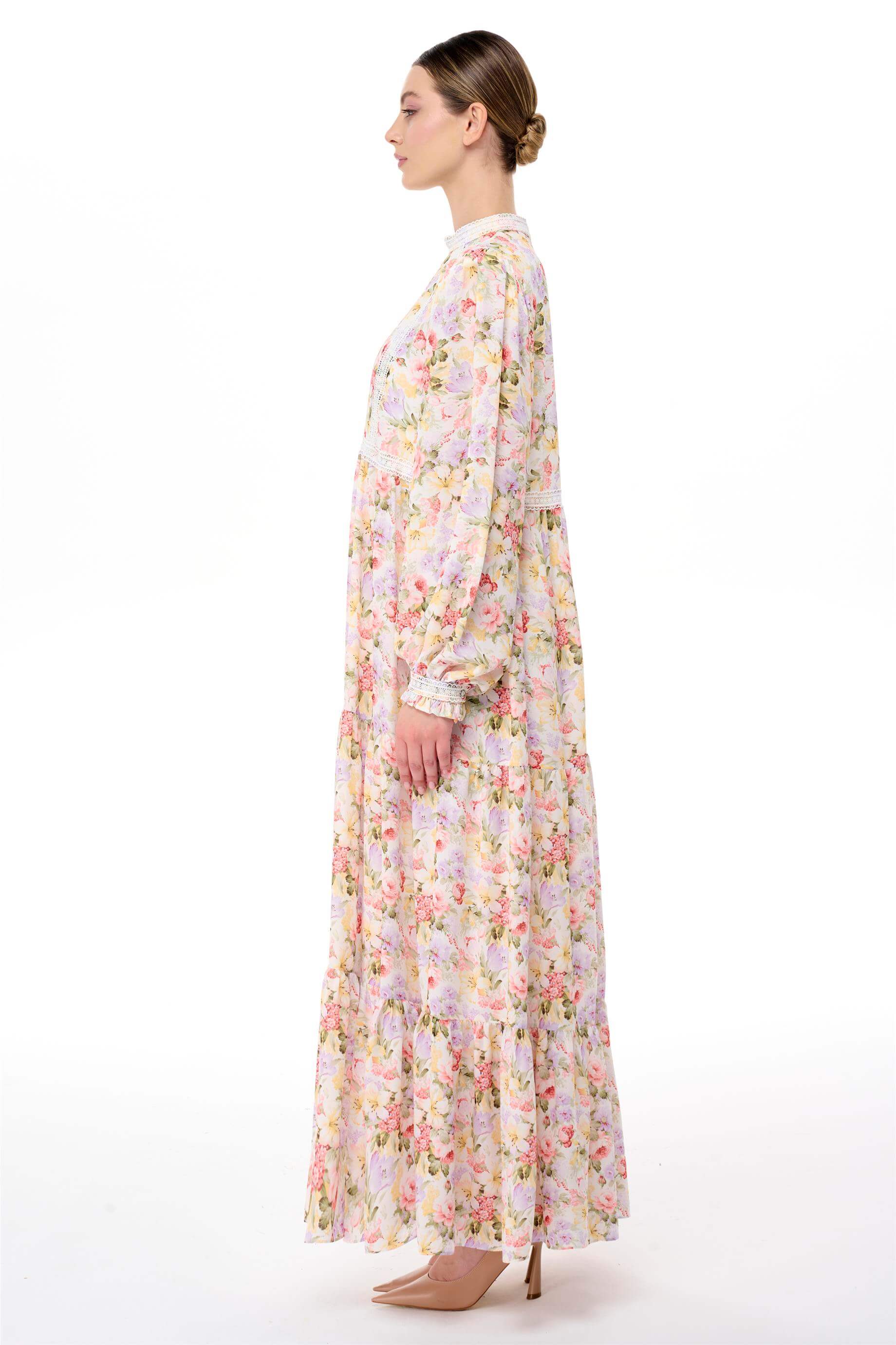 Miha-Şeri̇t Dantel Detaylı Büzgülü Elbi̇se-Elbise-10-Milagron.com