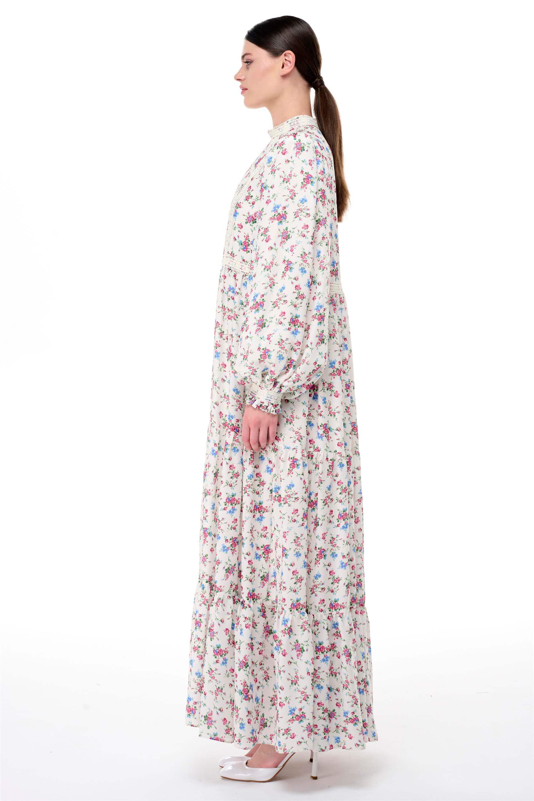 Miha-Şeri̇t Dantel Detaylı Büzgülü Elbi̇se-Elbise-2-Milagron.com