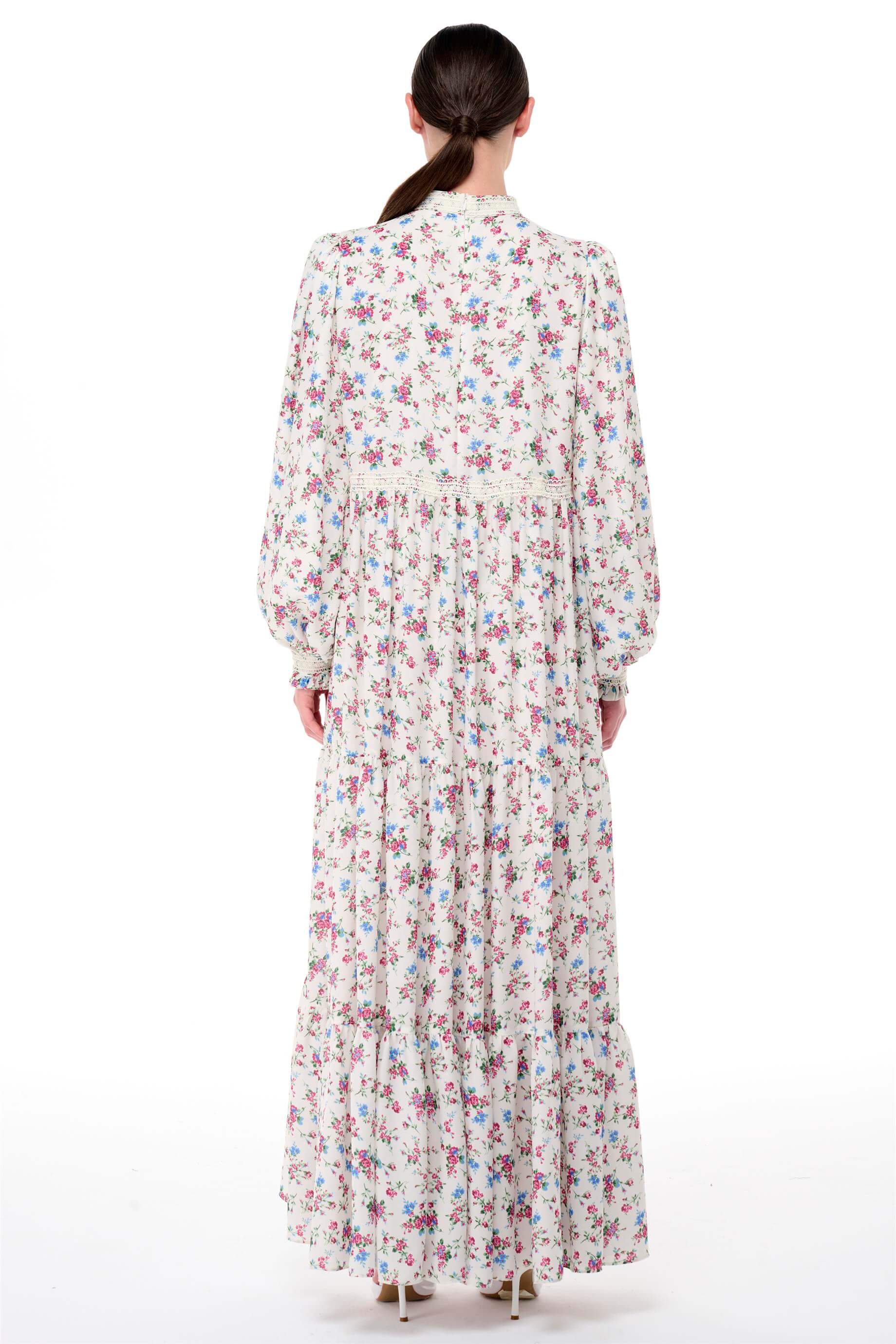 Miha-Şeri̇t Dantel Detaylı Büzgülü Elbi̇se-Elbise-3-Milagron.com