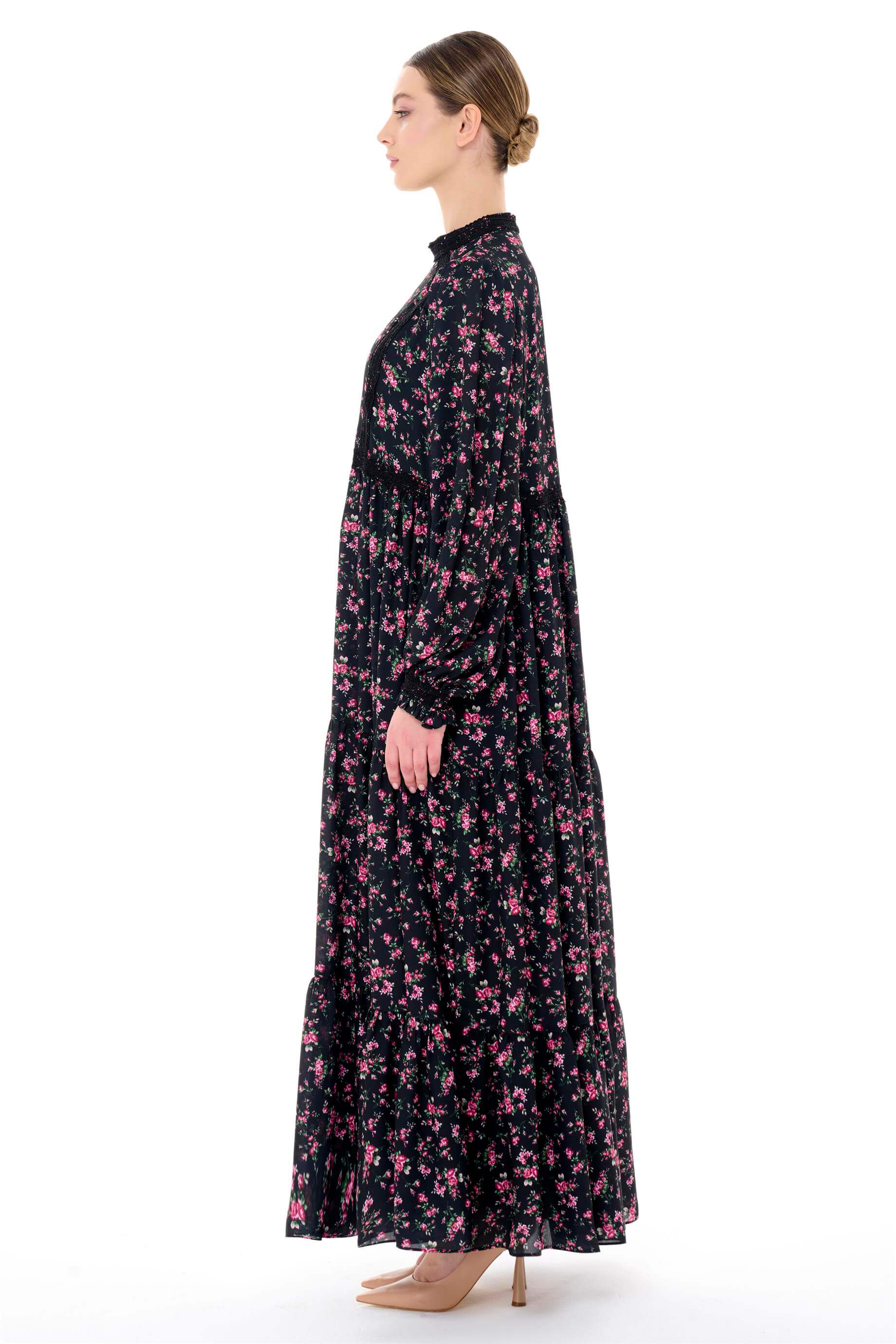 Miha-Şeri̇t Dantel Detaylı Büzgülü Elbi̇se-Elbise-6-Milagron.com