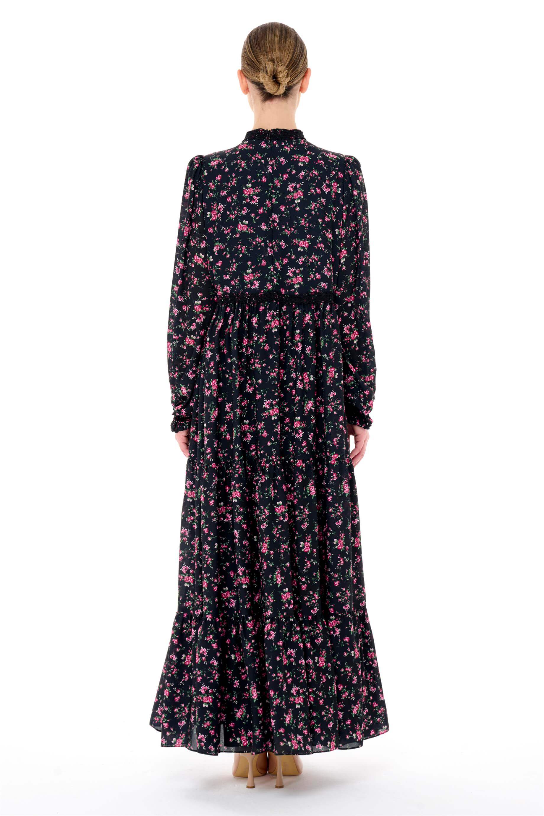 Miha-Şeri̇t Dantel Detaylı Büzgülü Elbi̇se-Elbise-7-Milagron.com