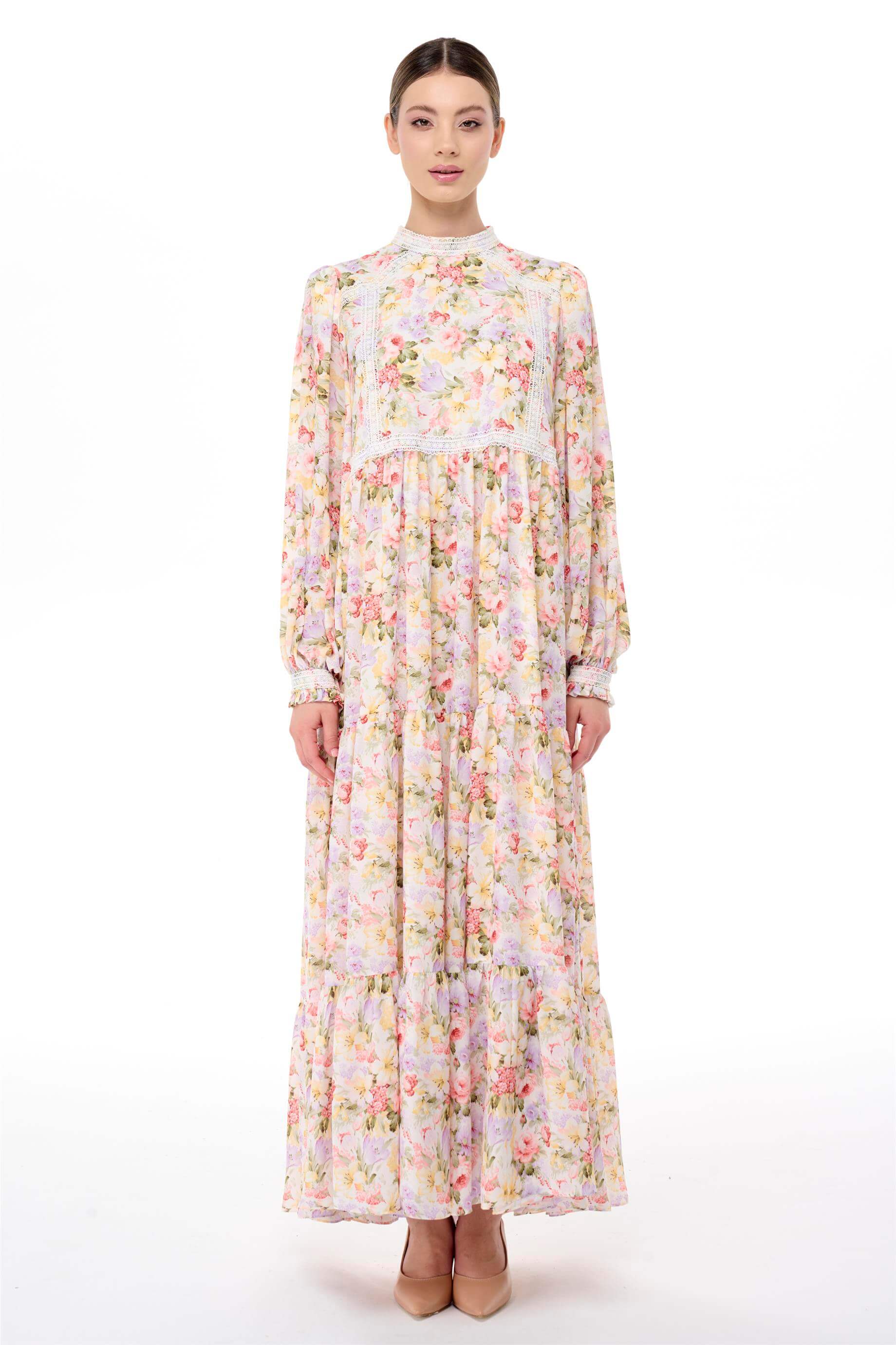 Miha-Şeri̇t Dantel Detaylı Büzgülü Elbi̇se-Elbise-9-Milagron.com