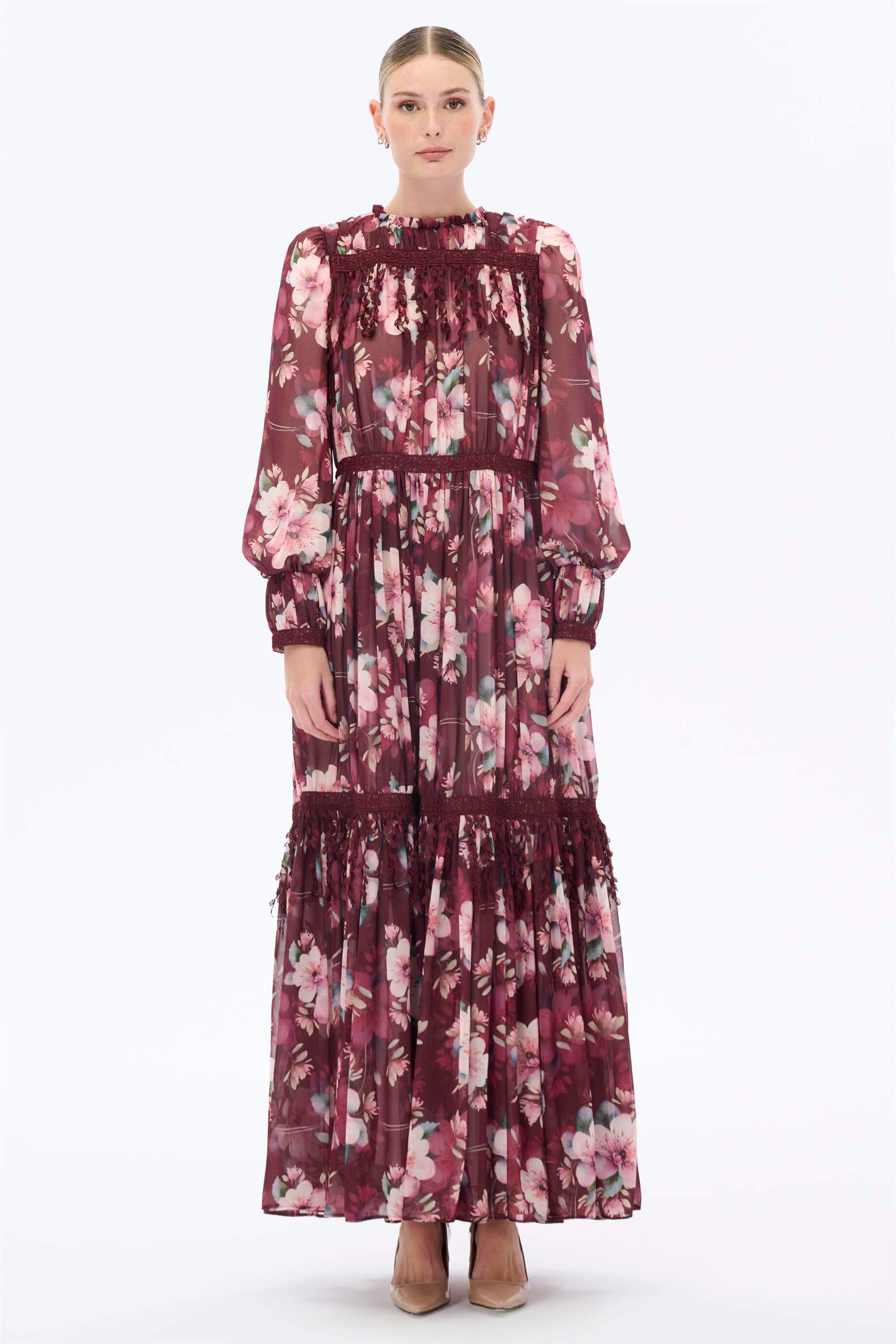 Miha-Şeri̇t Dantelli̇ Şi̇fon Elbi̇se-Elbise-1-Milagron.com