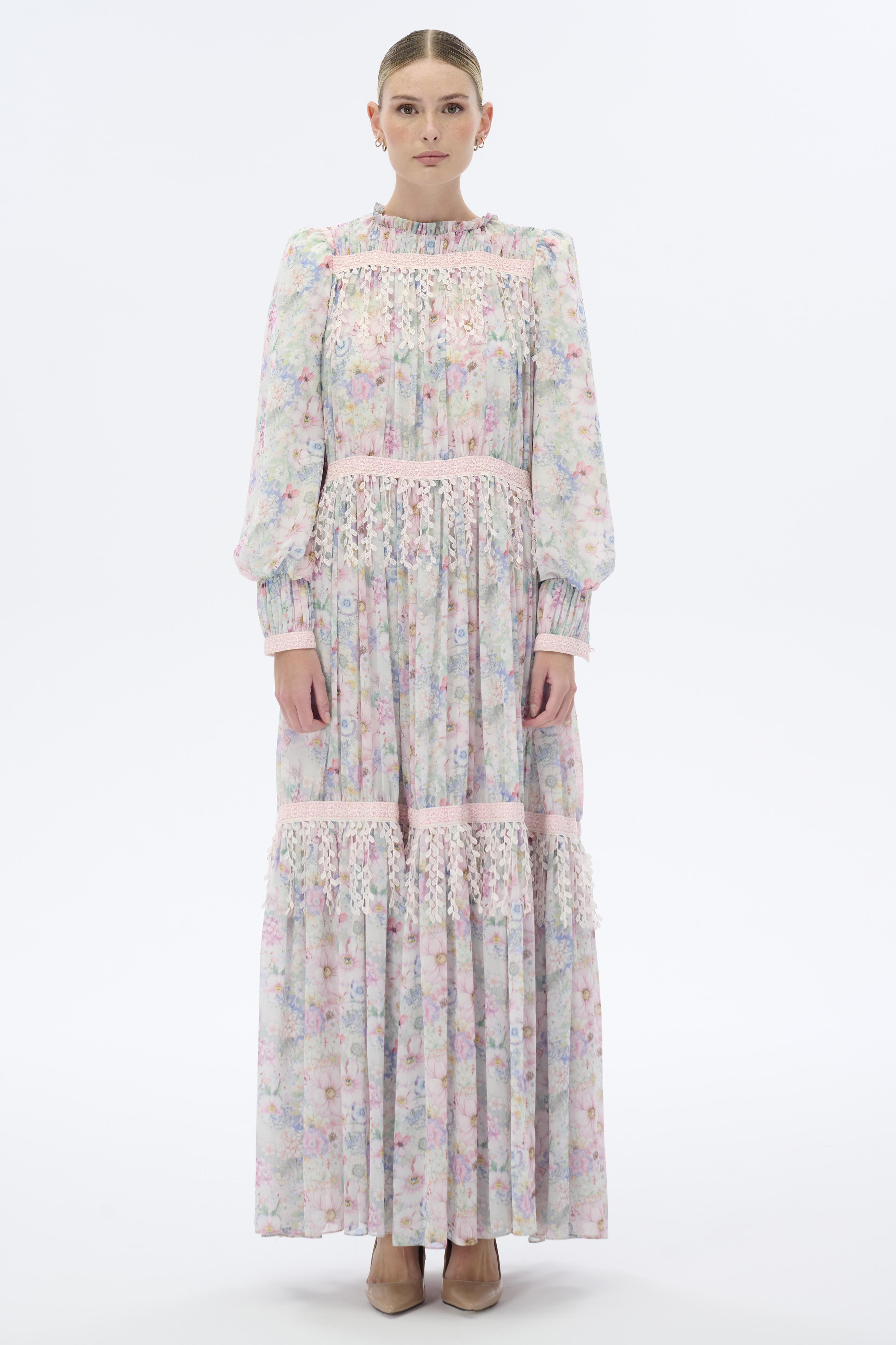 Miha-Şeri̇t Dantelli̇ Şi̇fon Elbi̇se-Elbise-1-Milagron.com