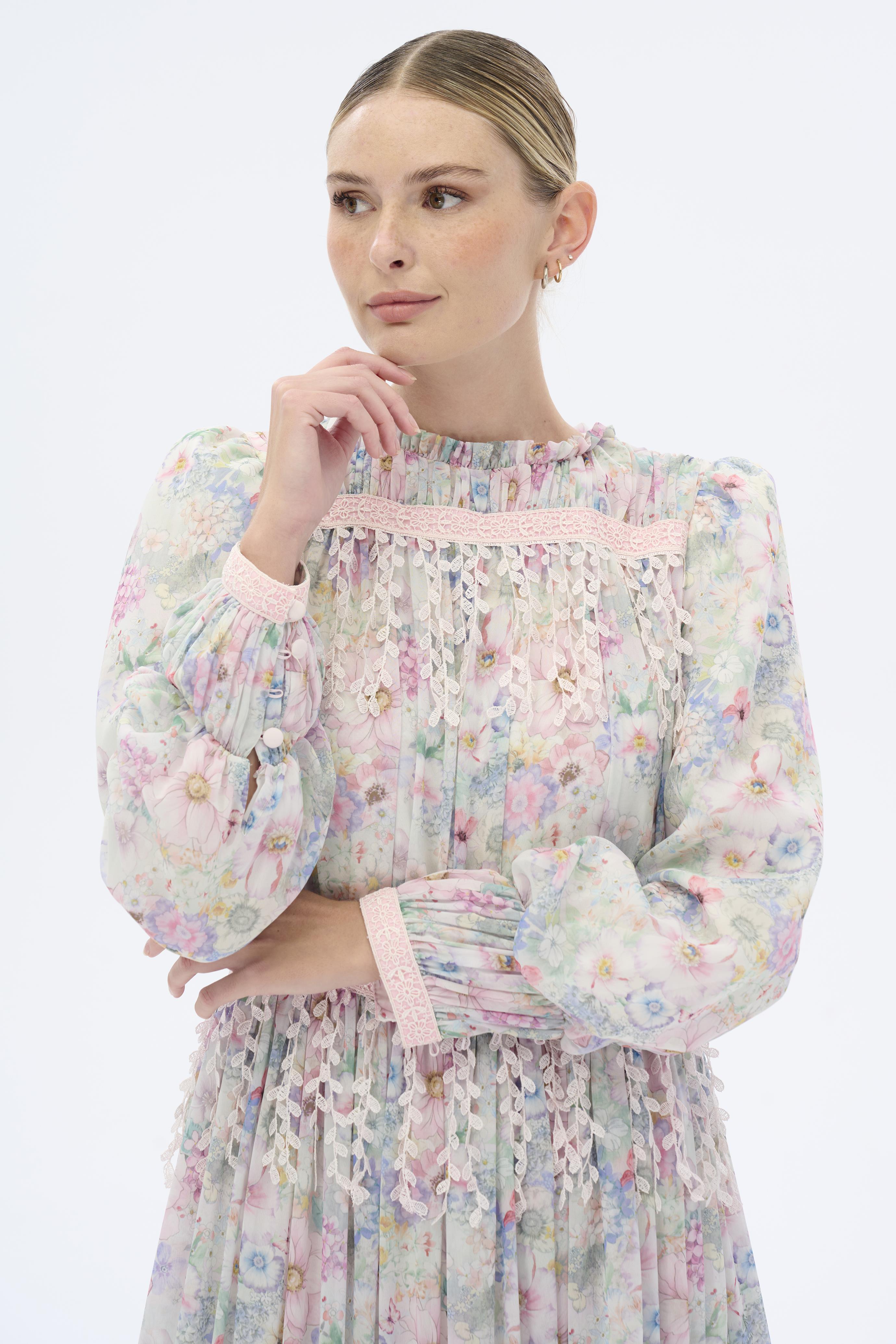 Miha-Şeri̇t Dantelli̇ Şi̇fon Elbi̇se-Elbise-2-Milagron.com