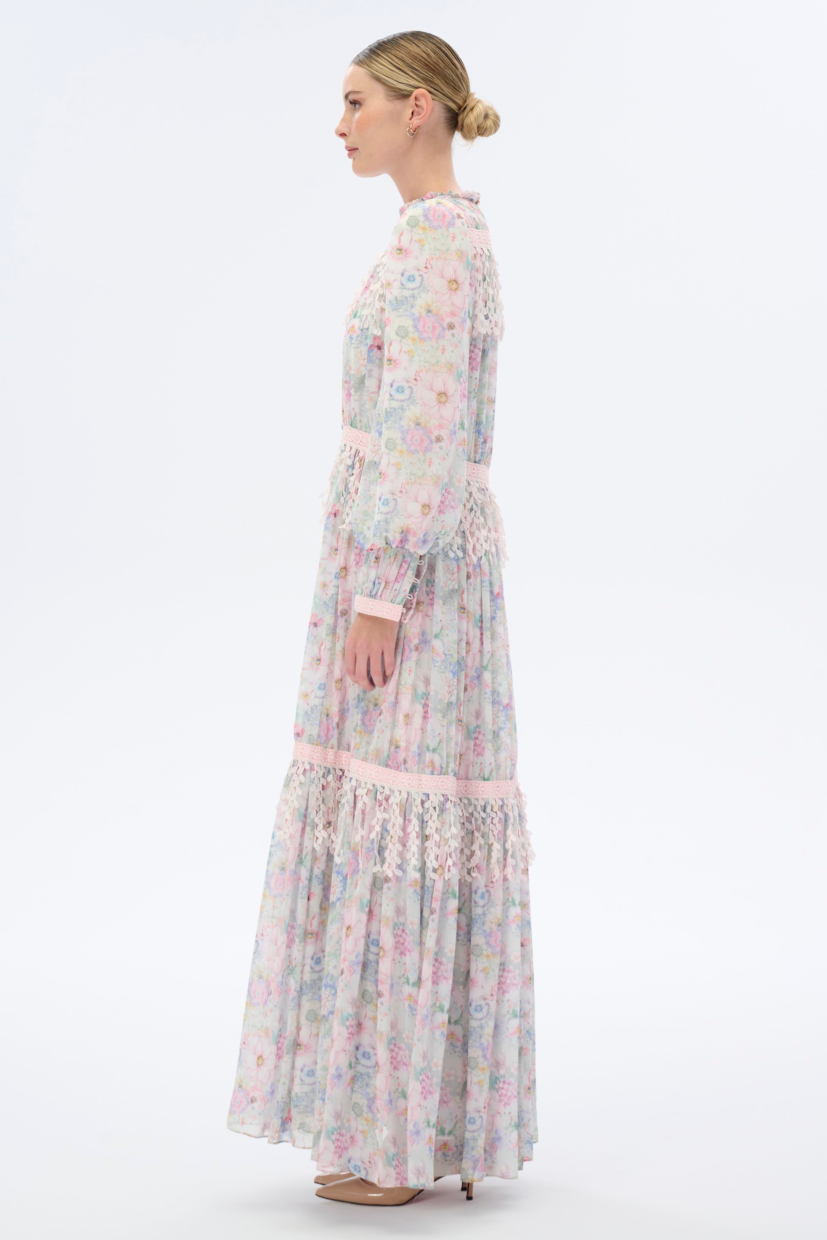 Miha-Şeri̇t Dantelli̇ Şi̇fon Elbi̇se-Elbise-3-Milagron.com