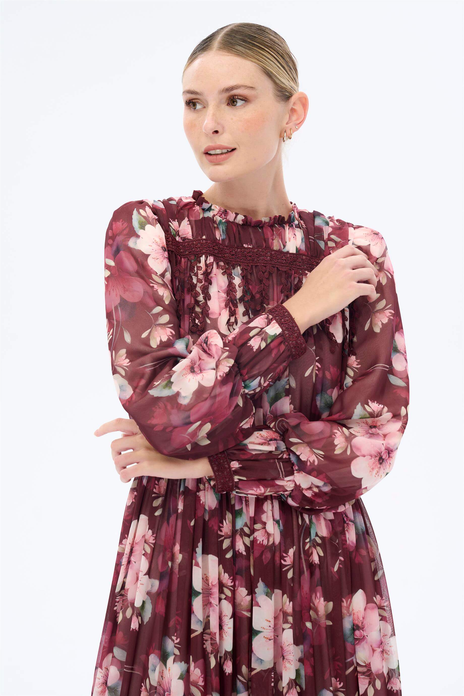 Miha-Şeri̇t Dantelli̇ Şi̇fon Elbi̇se-Elbise-4-Milagron.com