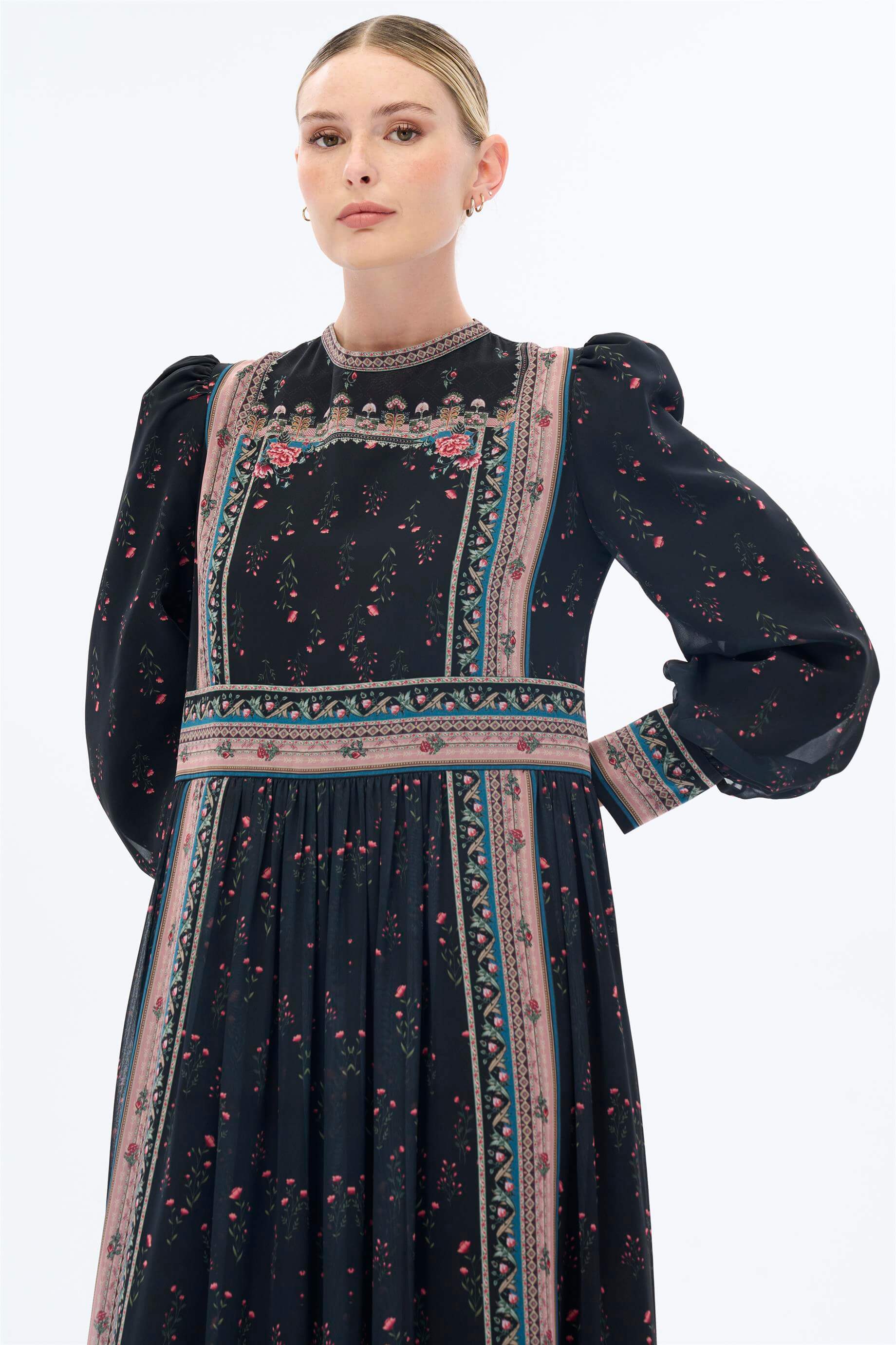 Miha-Şeri̇t Desenli̇ Pano Elbi̇se-Elbise-6-Milagron.com