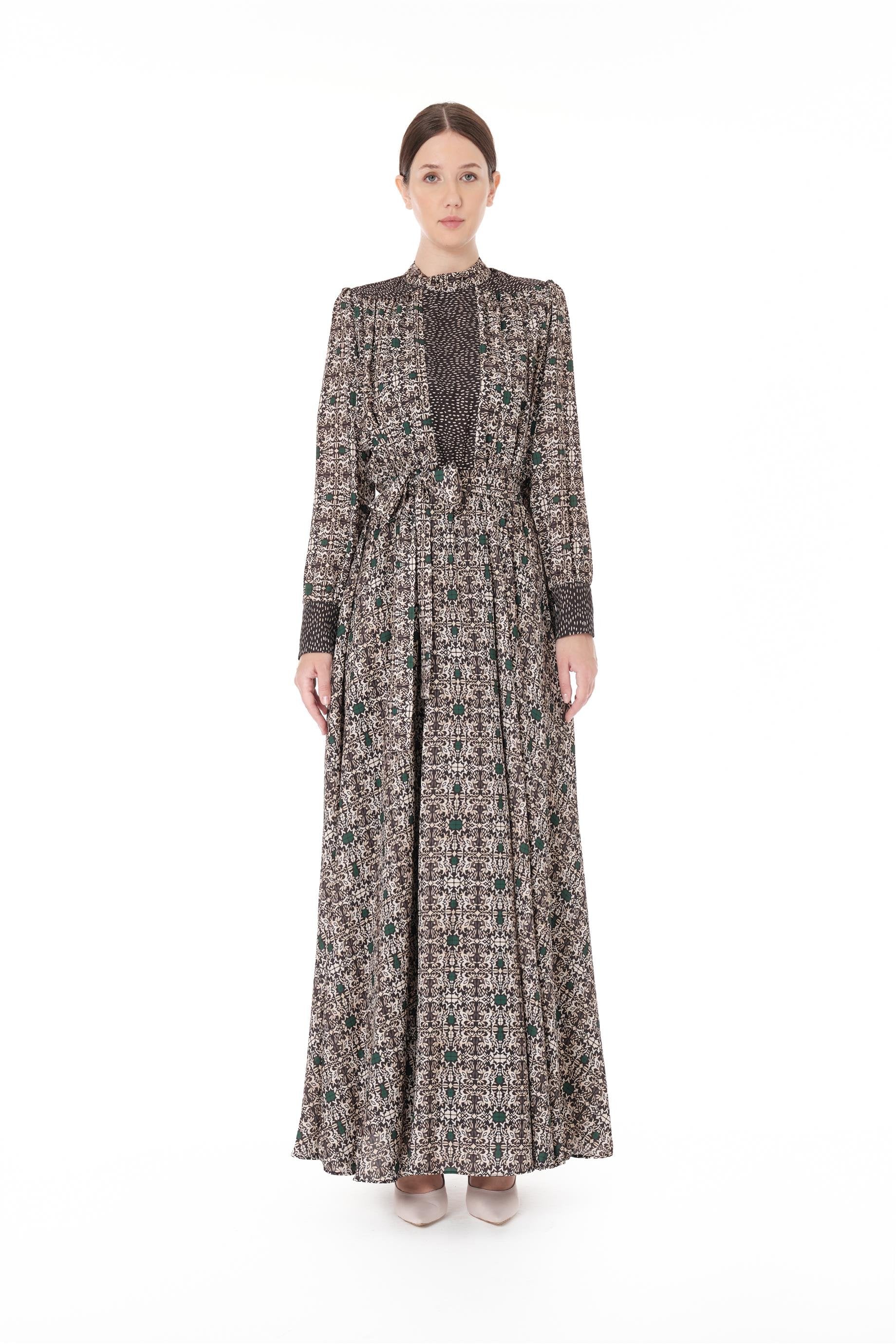 Miha-Şeri̇t Garni̇ Detaylı Uzun Elbi̇se-Elbise-1-Milagron.com