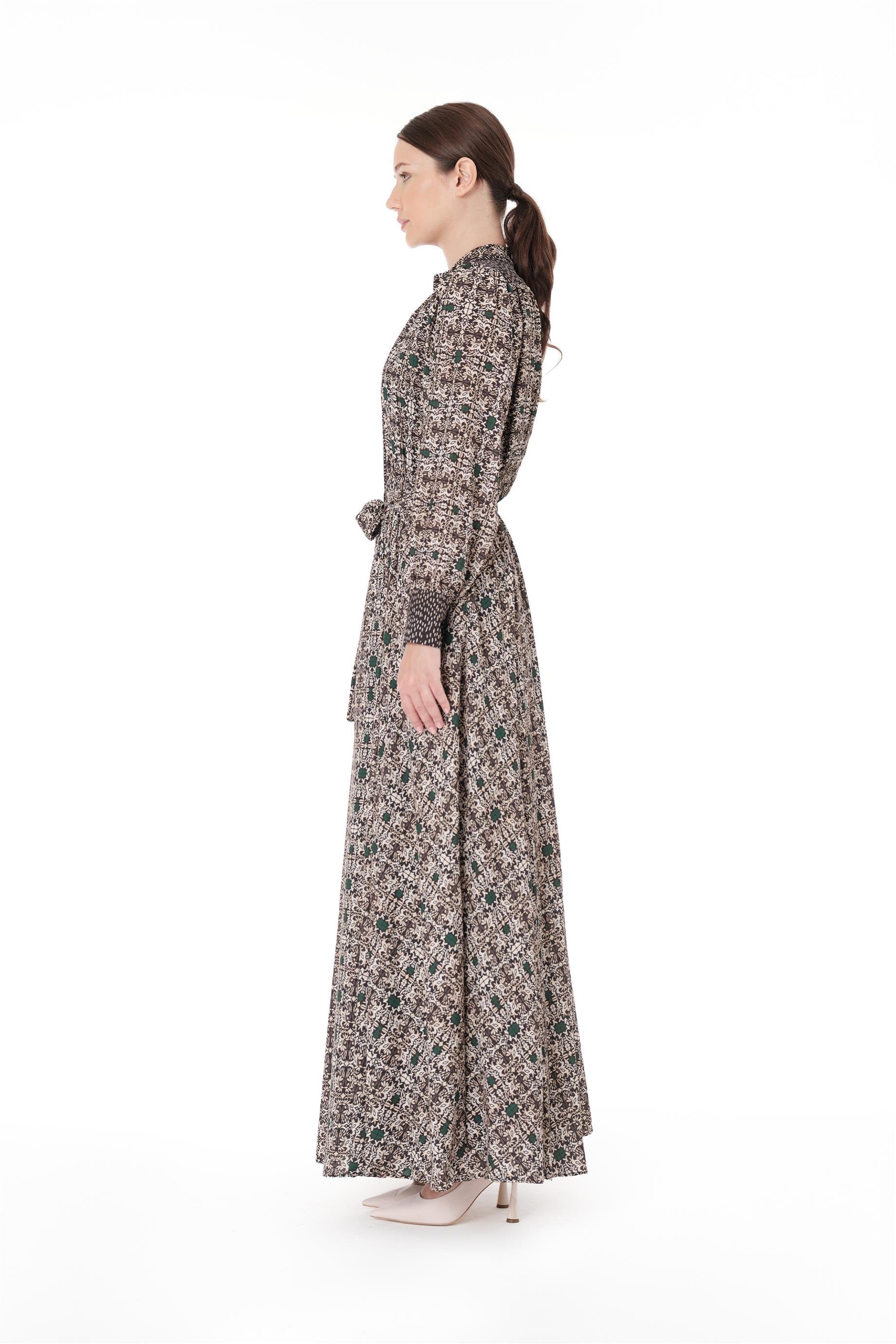 Miha-Şeri̇t Garni̇ Detaylı Uzun Elbi̇se-Elbise-2-Milagron.com