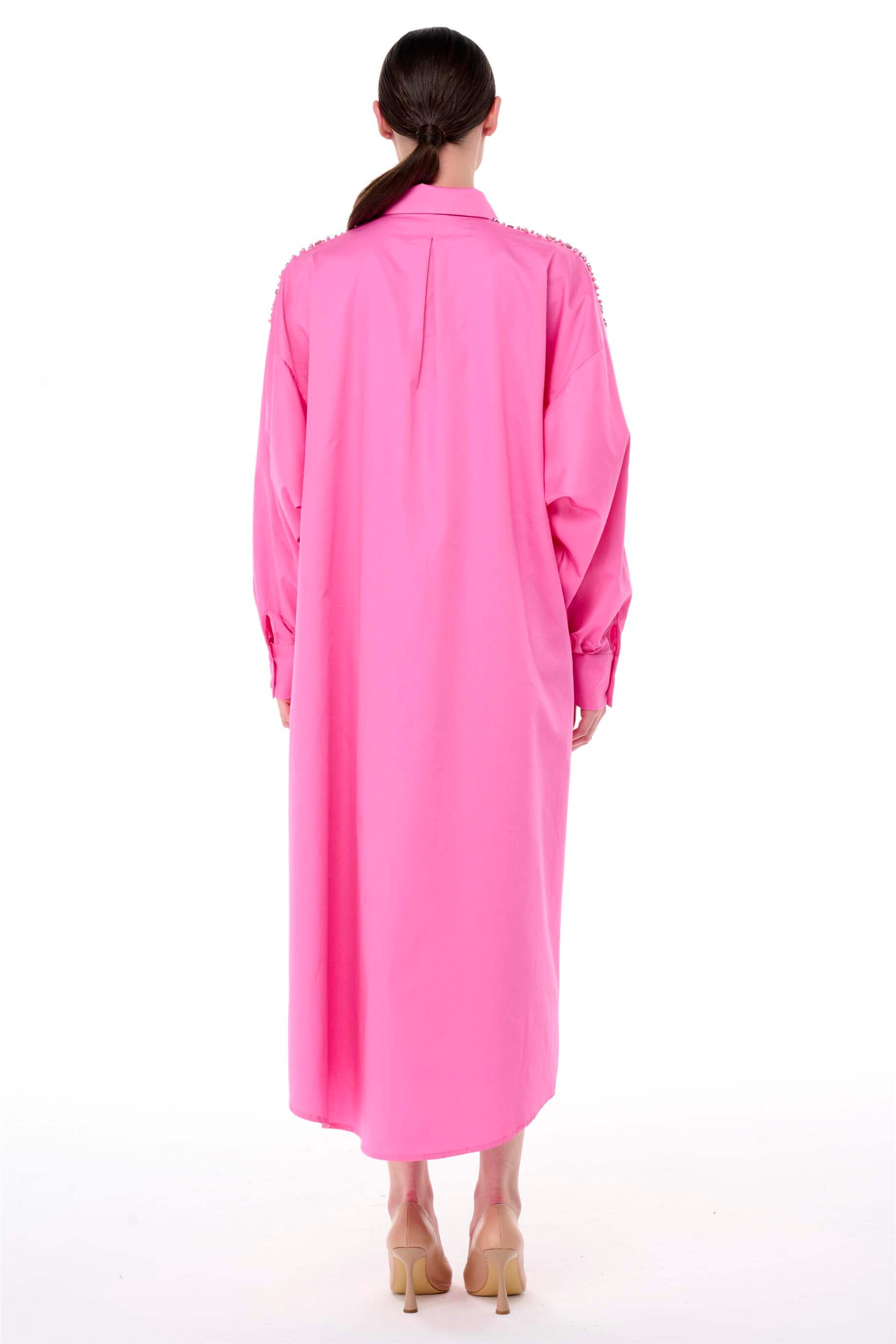 Miha-Taş İşlemeli̇ Popli̇n Elbi̇se-Elbise-7-Milagron.com