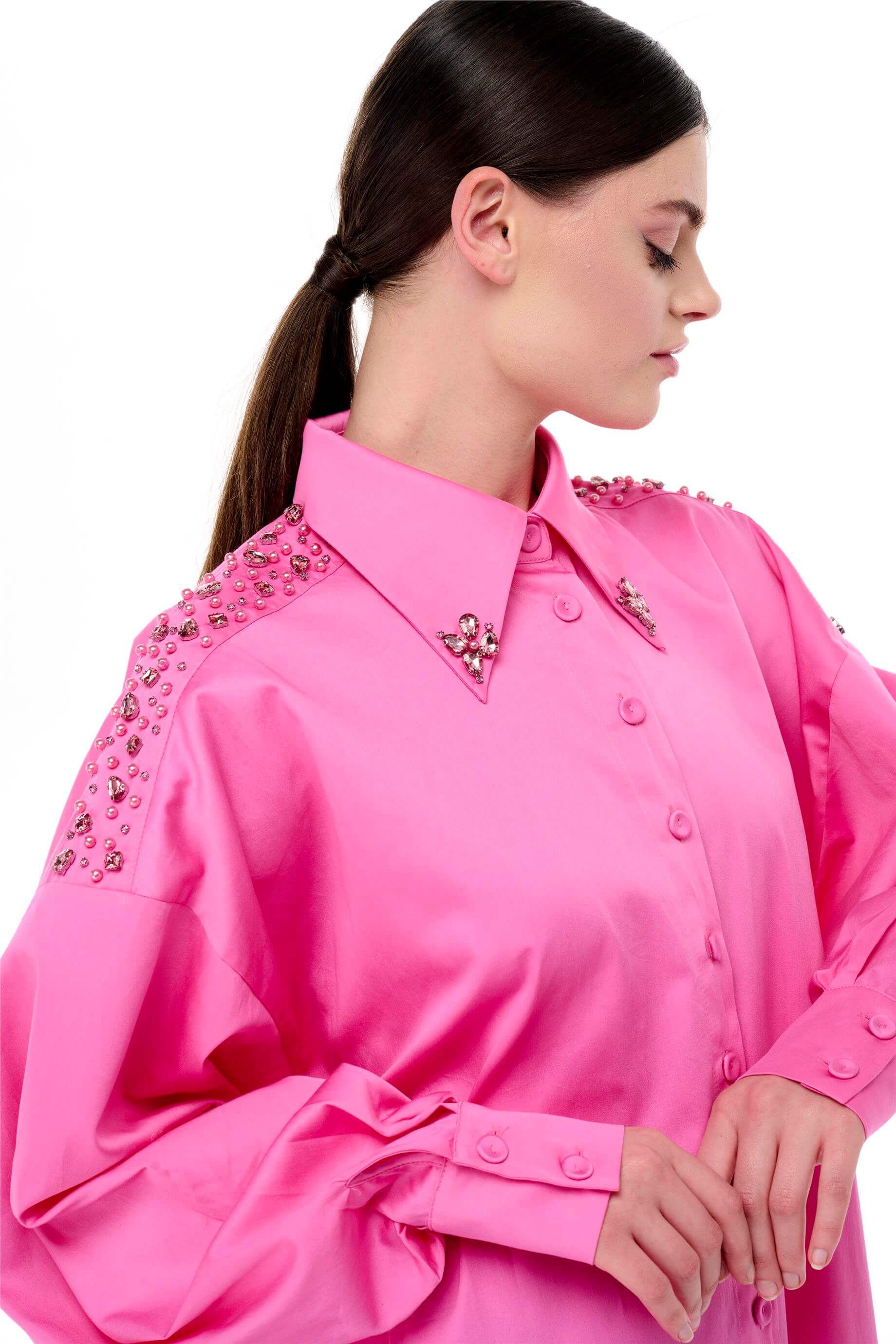 Miha-Taş İşlemeli̇ Popli̇n Elbi̇se-Elbise-8-Milagron.com