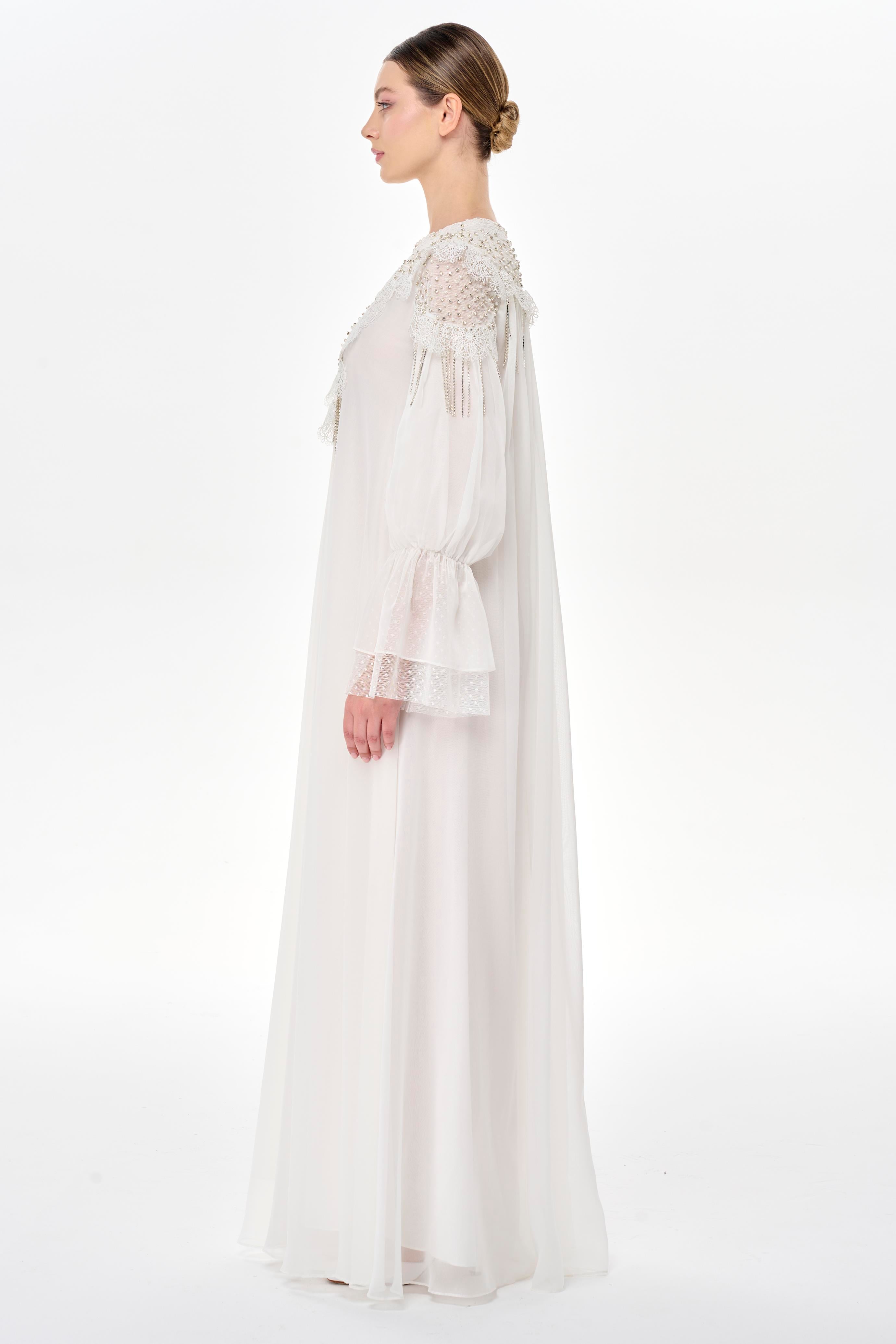 Miha-Taş Ve Dantel İşlemeli̇ Uzun Elbi̇se-Elbise-3-Milagron.com