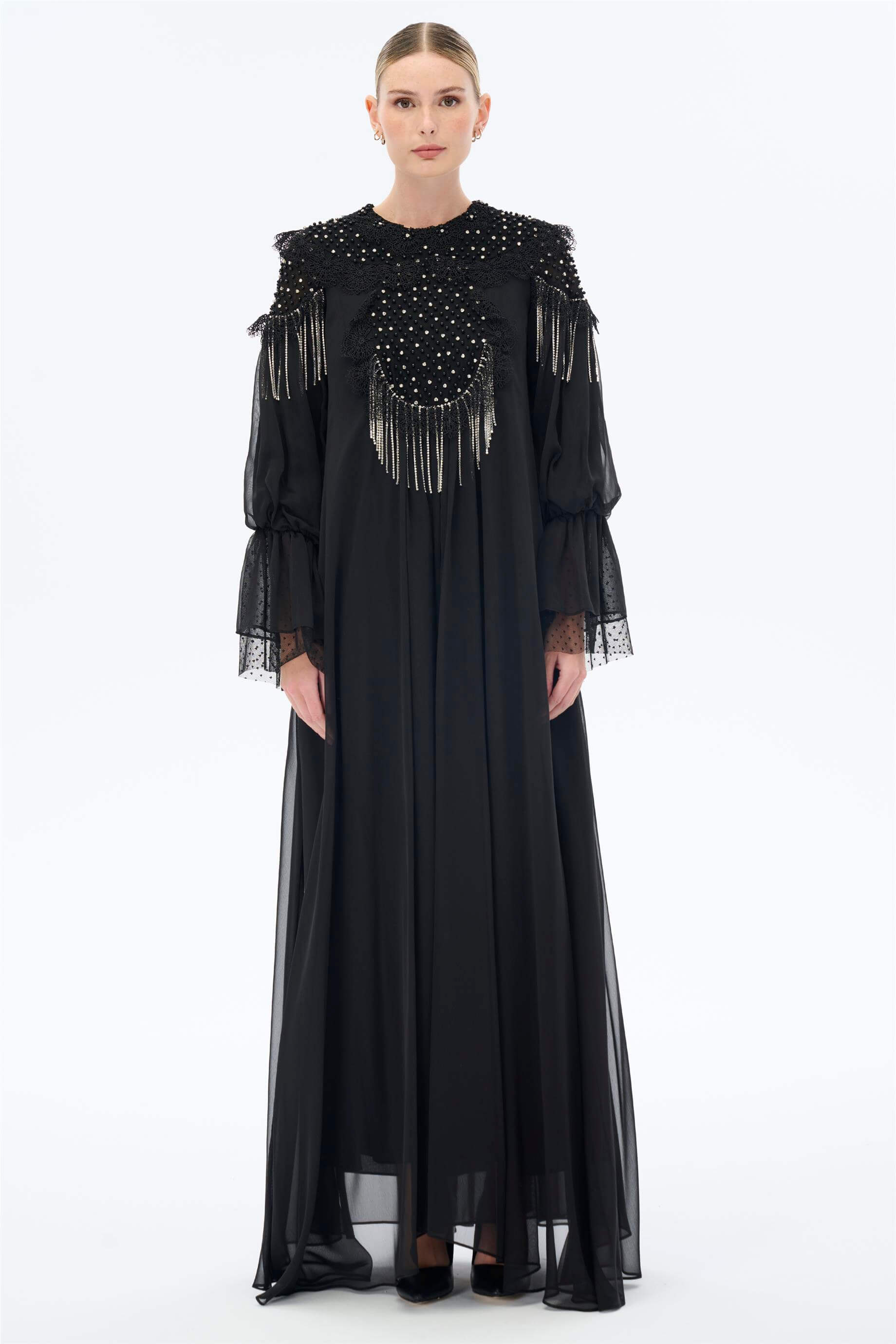 Miha-Taş Ve Dantel İşlemeli̇ Uzun Elbi̇se-Elbise-5-Milagron.com