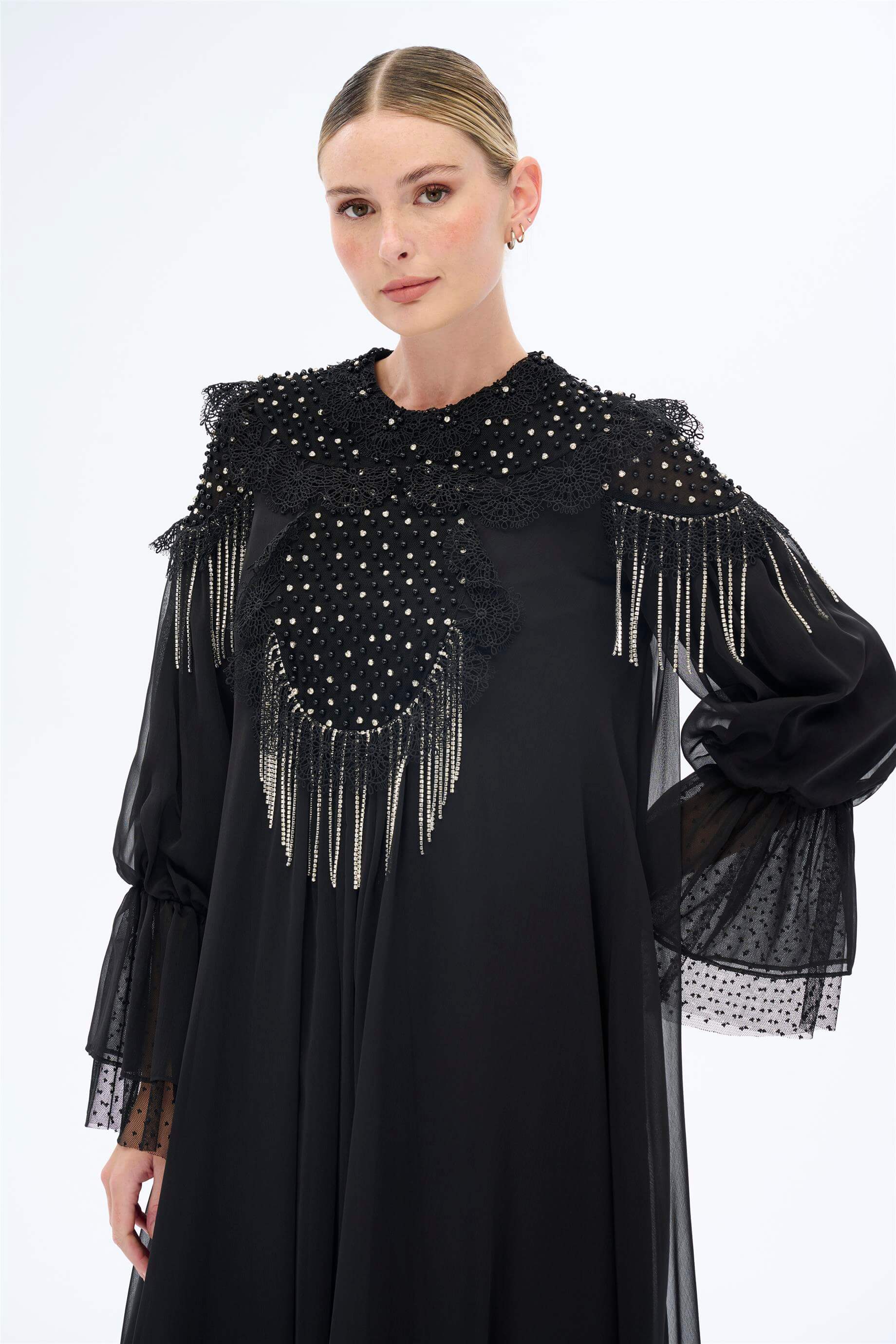 Miha-Taş Ve Dantel İşlemeli̇ Uzun Elbi̇se-Elbise-8-Milagron.com