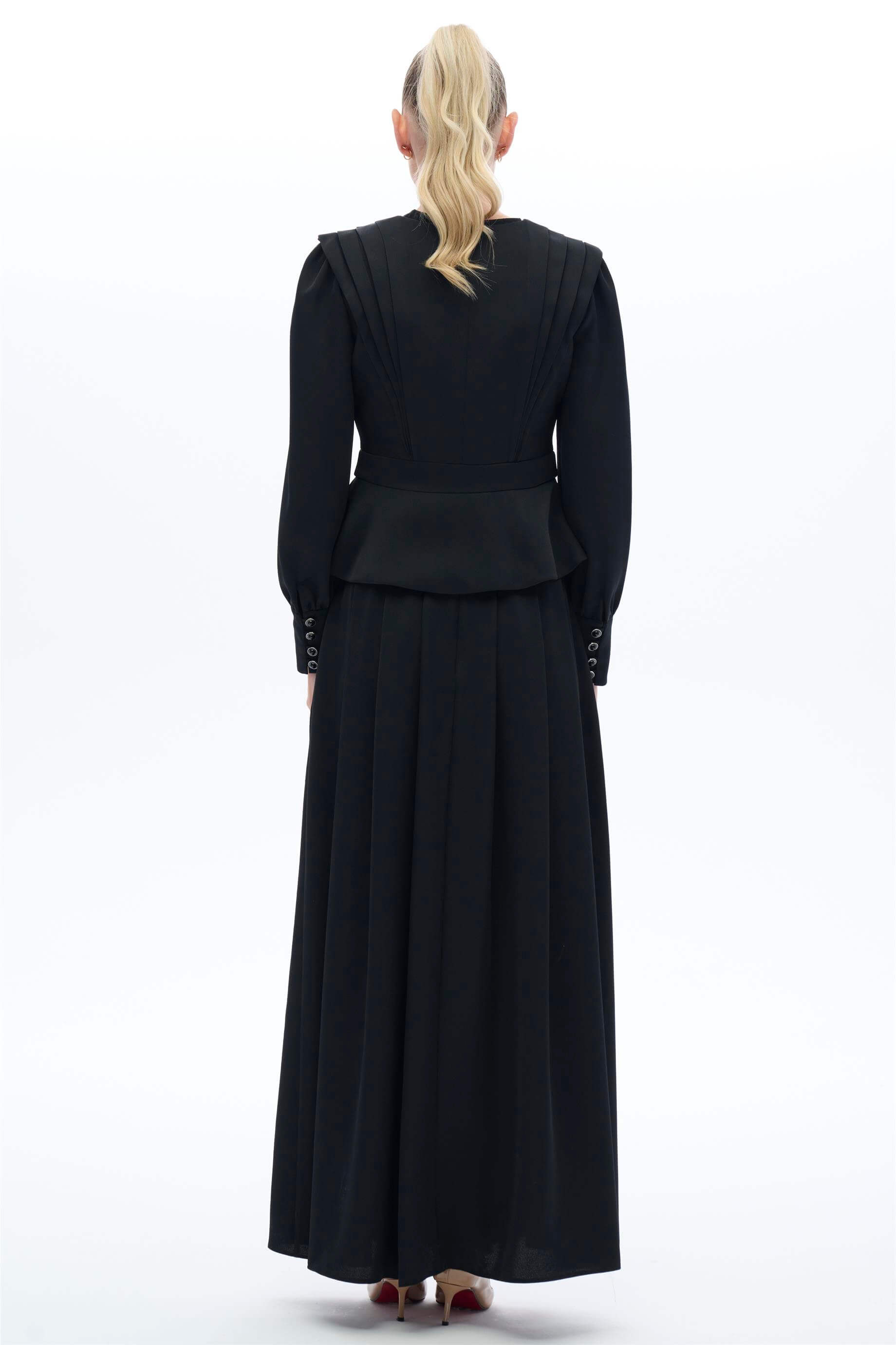 Miha-Vi̇ntage Görünümlü Etek Bluz Takim Ekru-12-Milagron.com