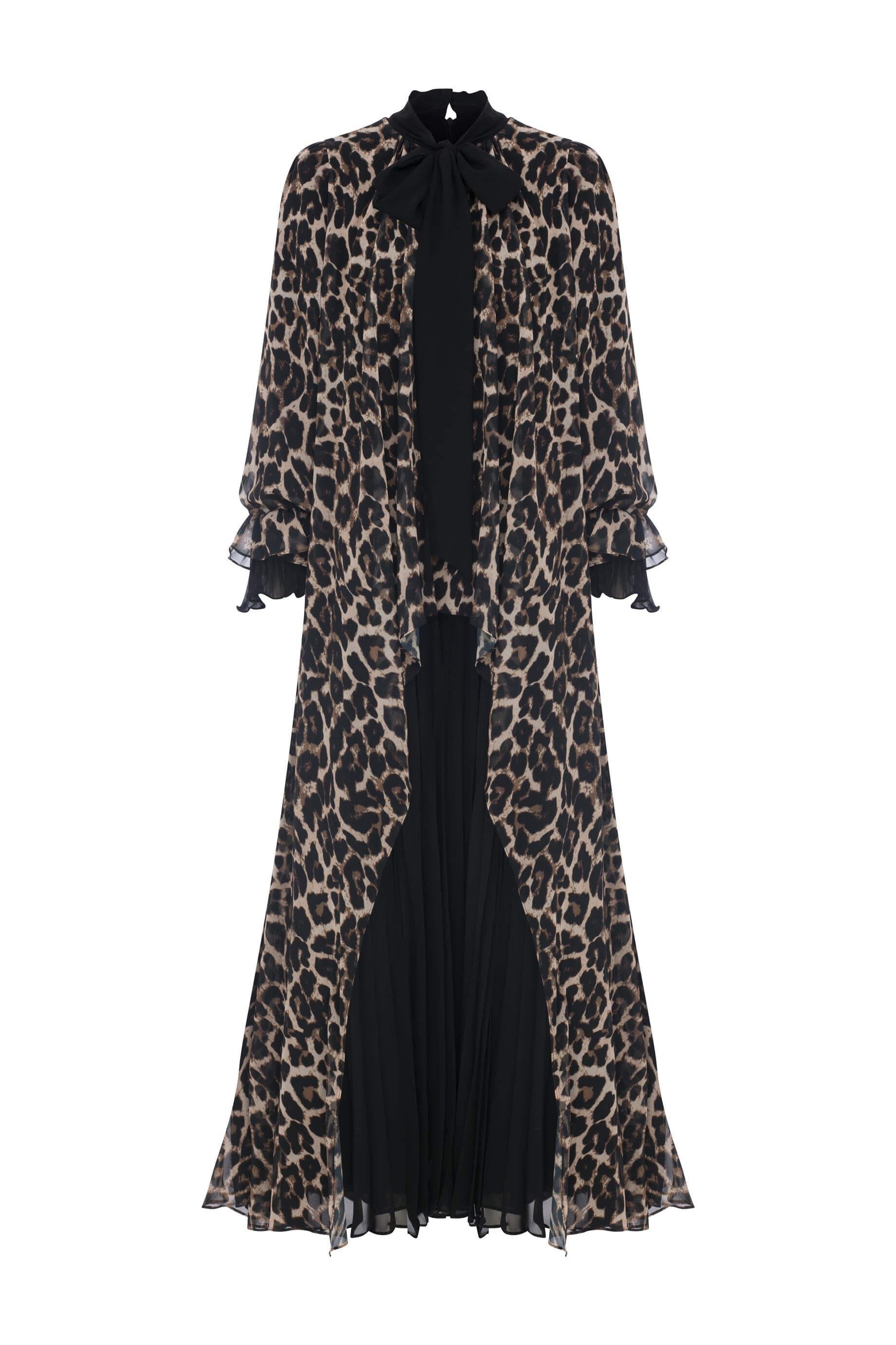 Miha-Yakası Fularlı Pileli Elbise-Elbise-1-Milagron.com