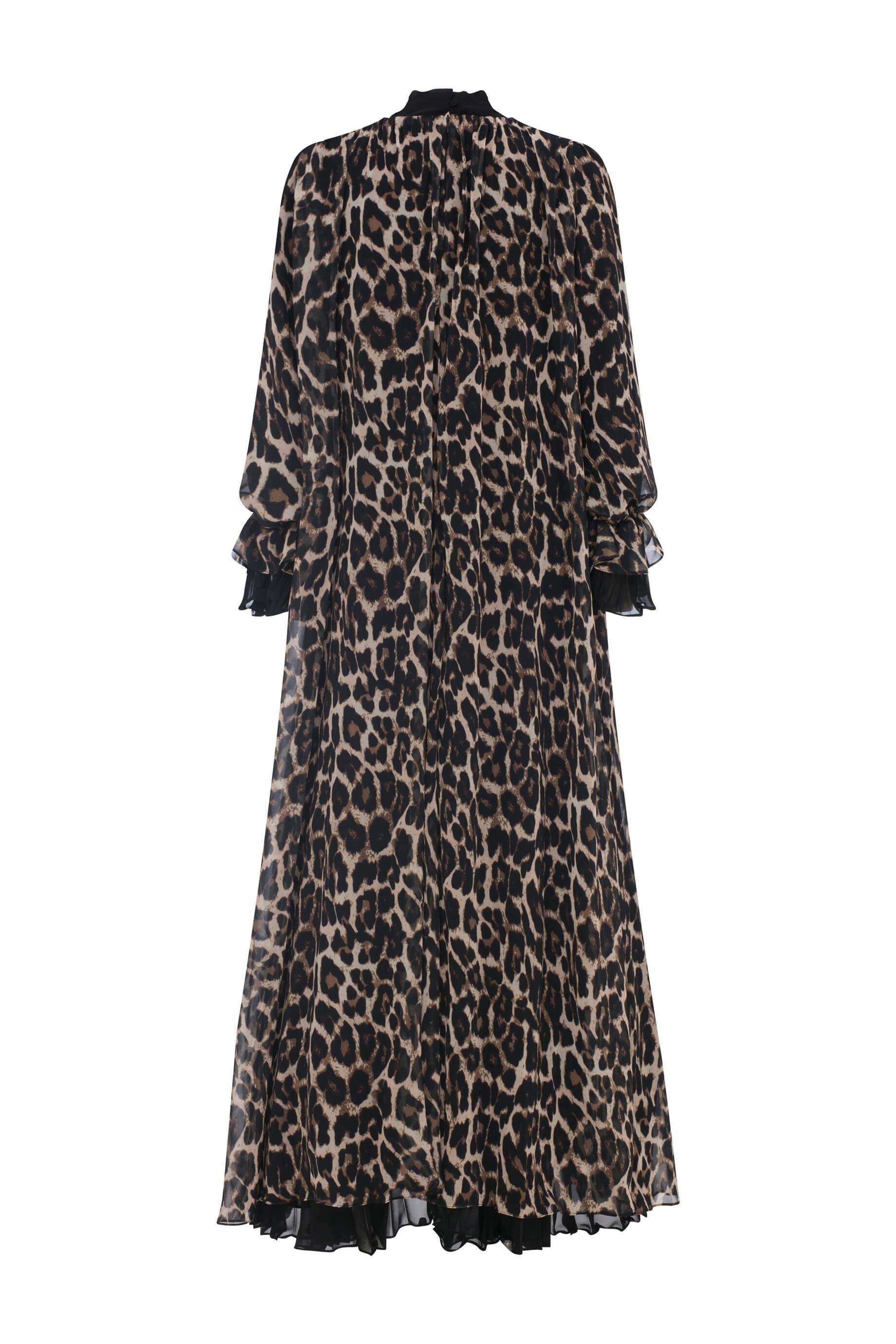 Miha-Yakası Fularlı Pileli Elbise-Elbise-2-Milagron.com