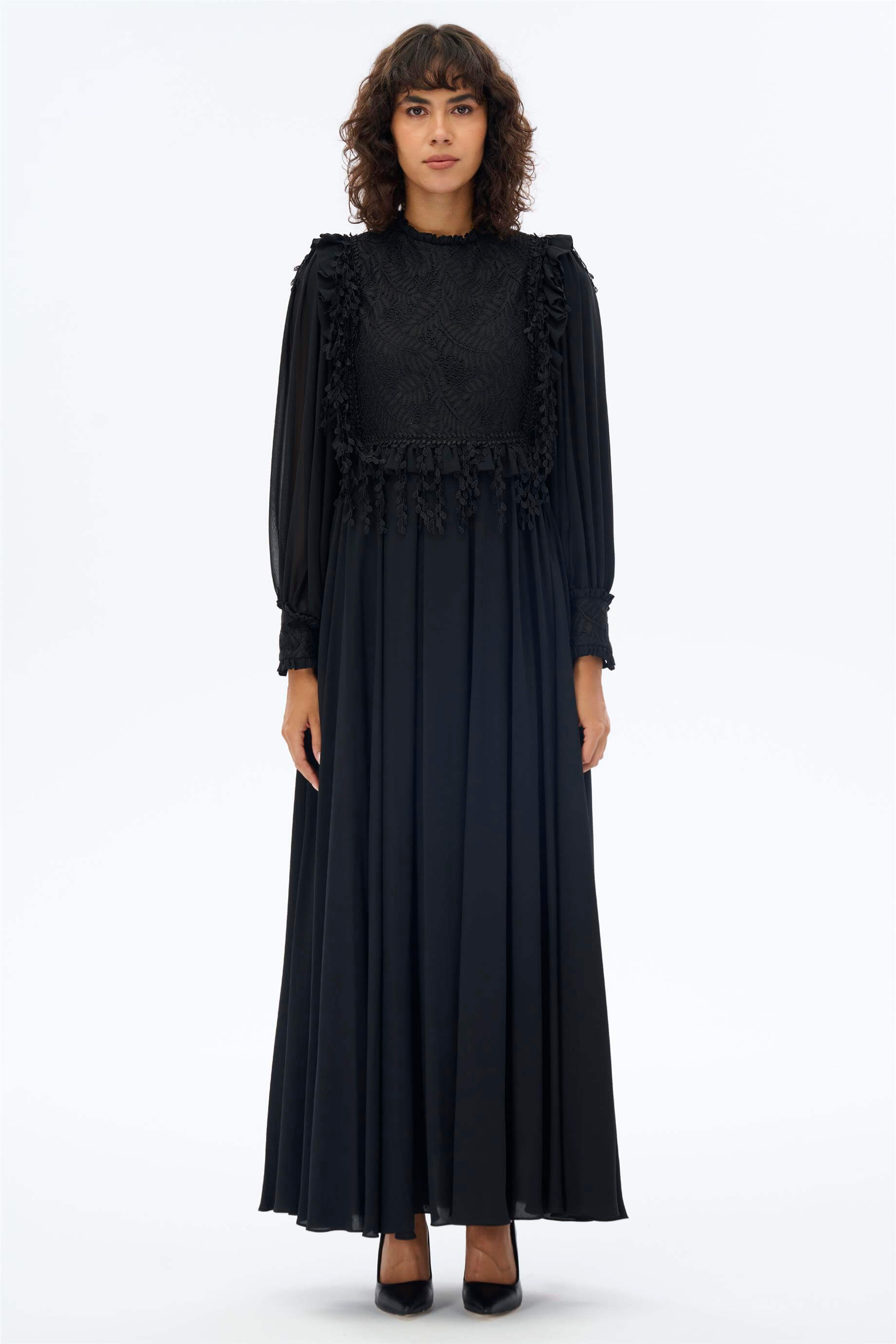 Miha-Yaprak Detaylı Romanti̇k Elbi̇se-Elbise-10-Milagron.com