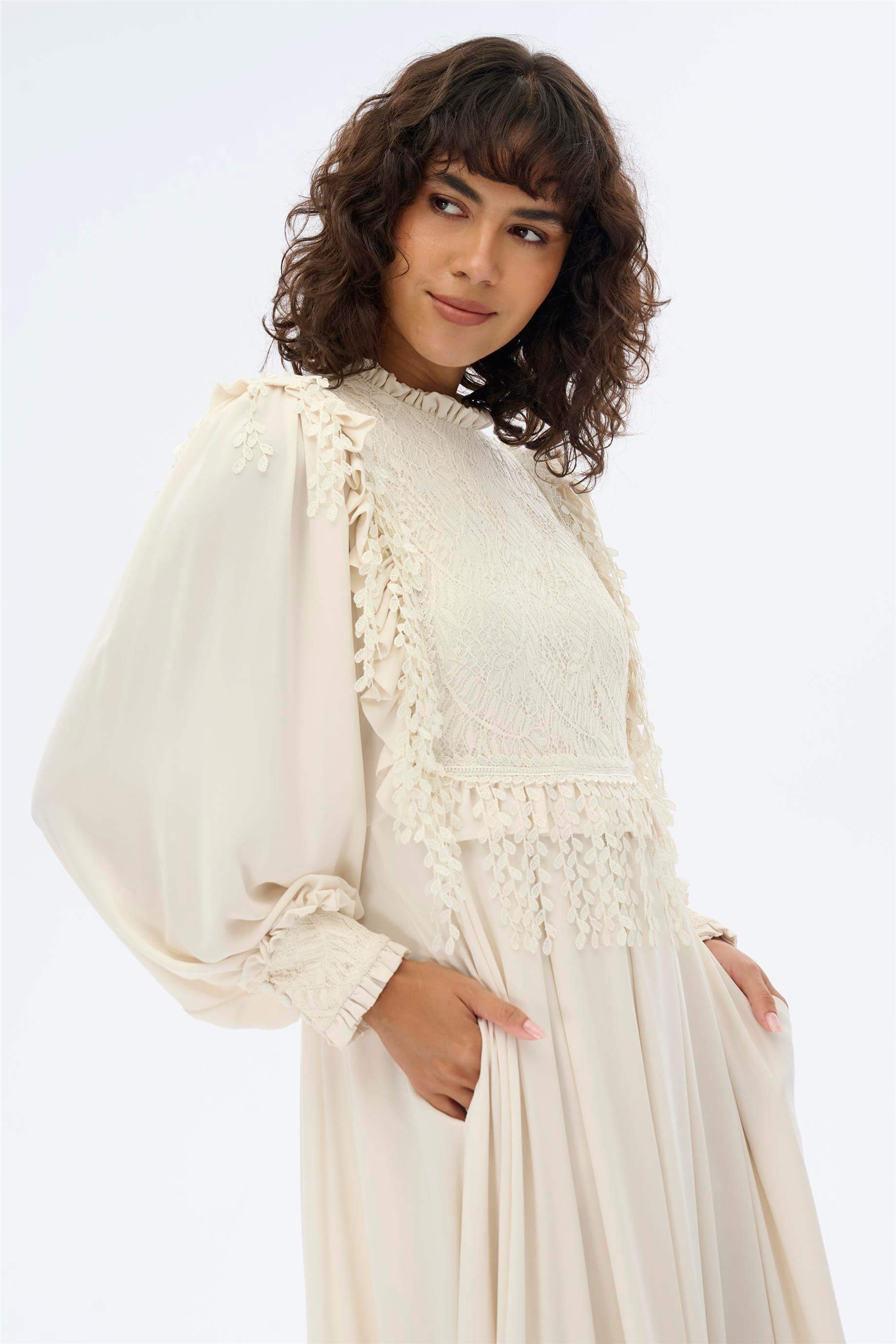 Miha-Yaprak Detaylı Romanti̇k Elbi̇se-Elbise-4-Milagron.com