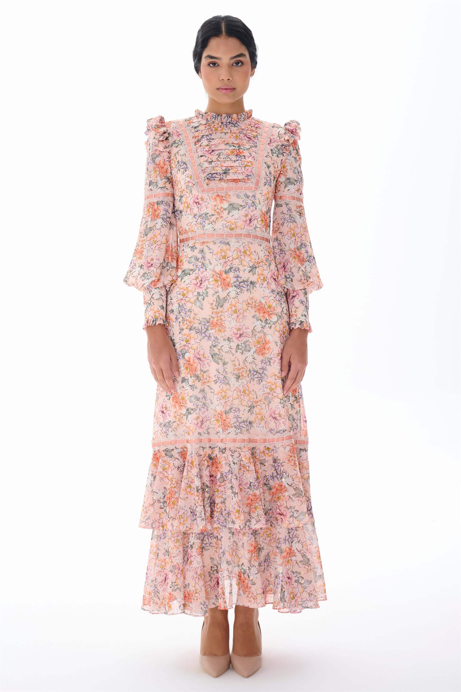 Miha-Yoryo Şi̇fon Varak Baskılı Elbi̇se-Elbise-1-Milagron.com