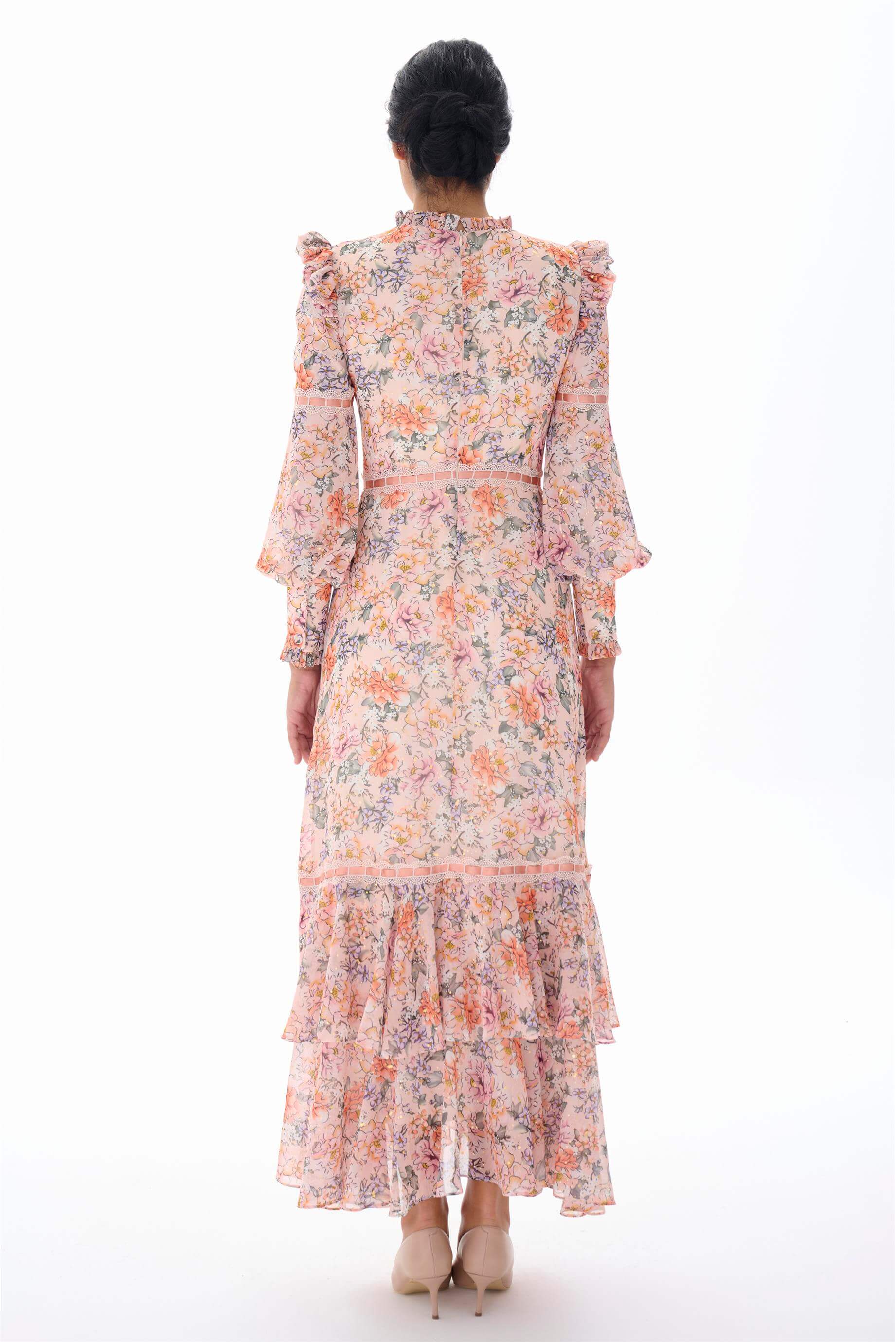 Miha-Yoryo Şi̇fon Varak Baskılı Elbi̇se-Elbise-3-Milagron.com