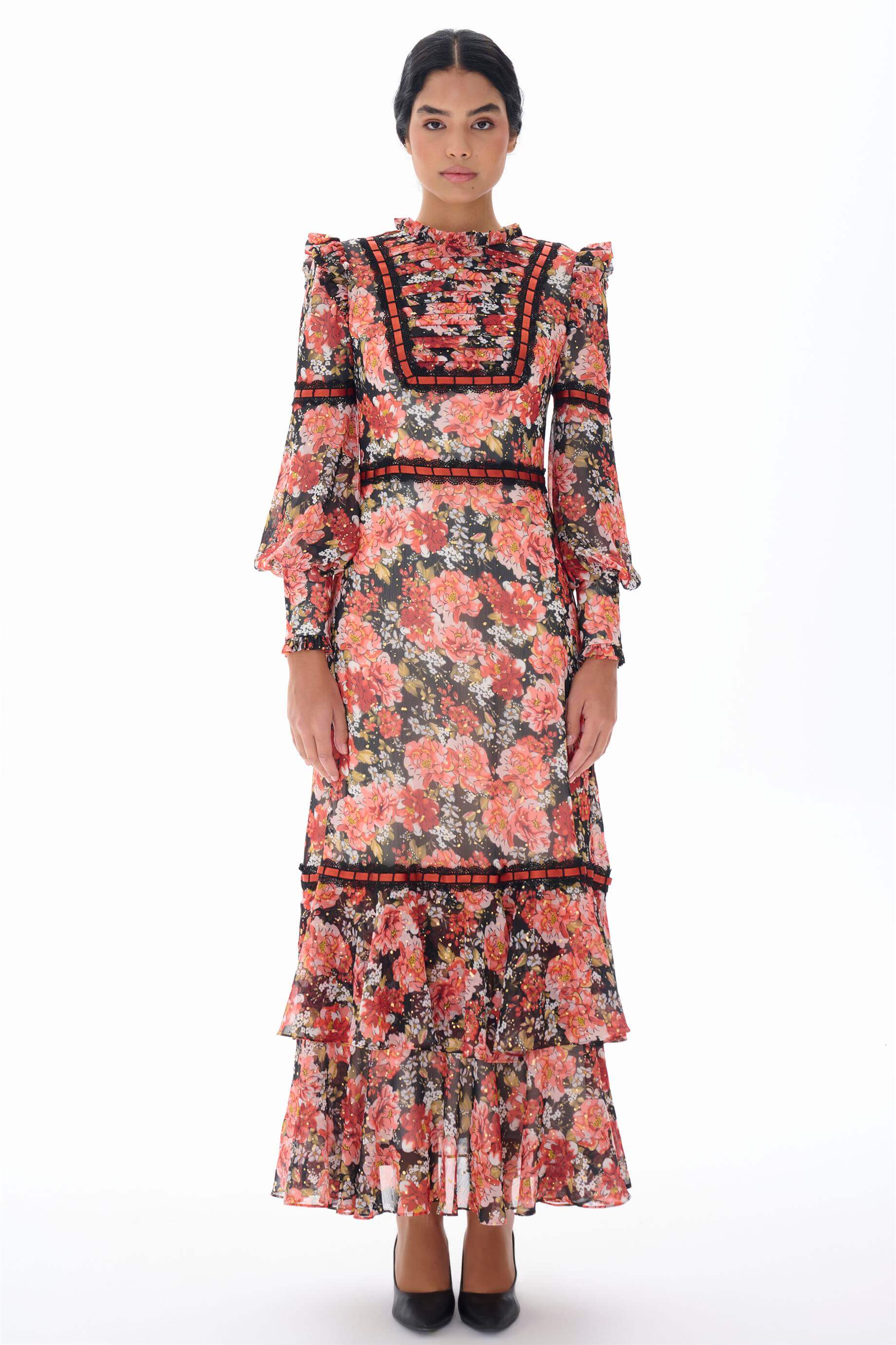 Miha-Yoryo Şi̇fon Varak Baskılı Elbi̇se-Elbise-5-Milagron.com