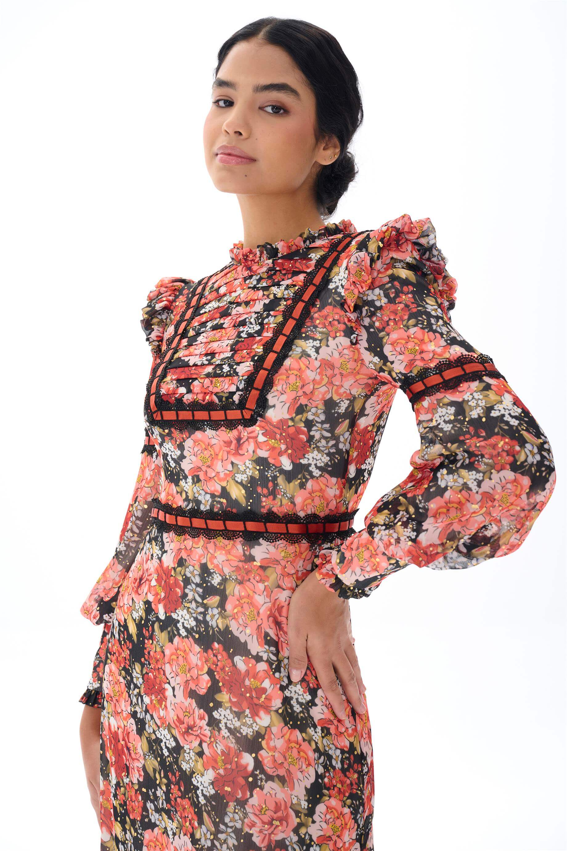 Miha-Yoryo Şi̇fon Varak Baskılı Elbi̇se-Elbise-8-Milagron.com