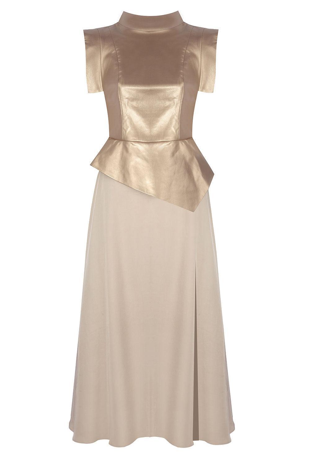 Mirimalist-Concrete Gold Midi Dress-Elbise-1-Milagron.com